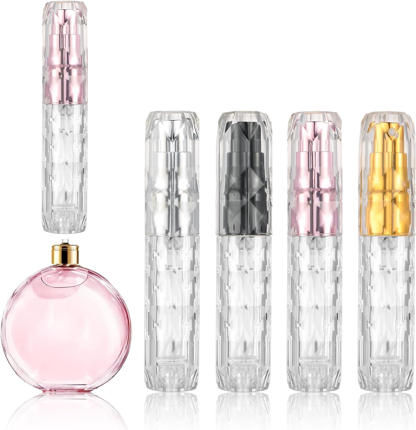 Bewudy 4Pcs Mini Perfume Atomizer Bottle Refillable, 5ml/0.2oz