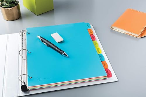 Miniatura 8 de Avery Separadores de plástico duradero con pestañas grandes para escribir y borrar, juego de 8 pestañas, multicolor brillante, 1 juego (16130)