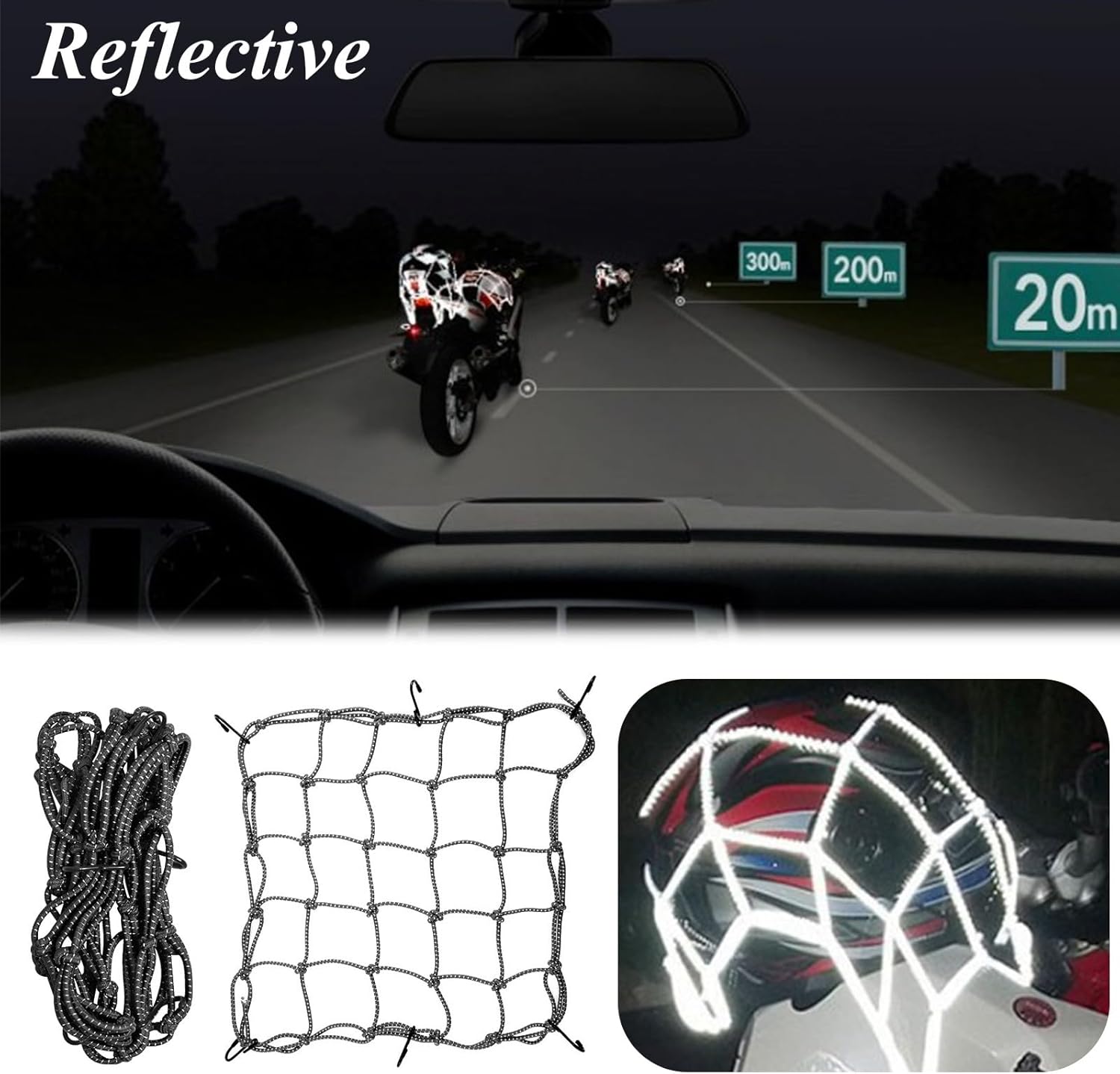 Universal Motorcycle Rear Luggage Rack Compatible with Triumph Tiger 900 Rally GT 850 Sport Easy Installation Cargo Carrier Bracket with 2Pcs Reflective Bungee Cargo Net Motorbike Accessories