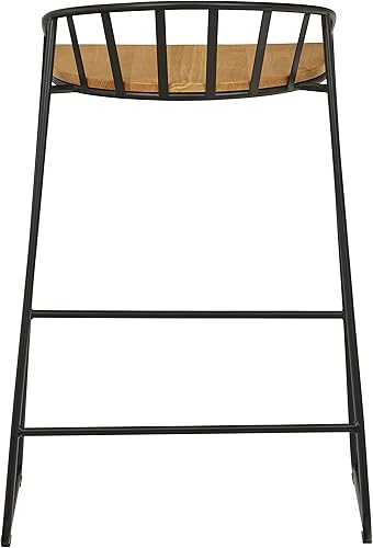 Miniatura 5 de Marca Tienda  Taburete de bar moderno Rivet de 33.46 pulgadas de alto, juego de 2, negro mate