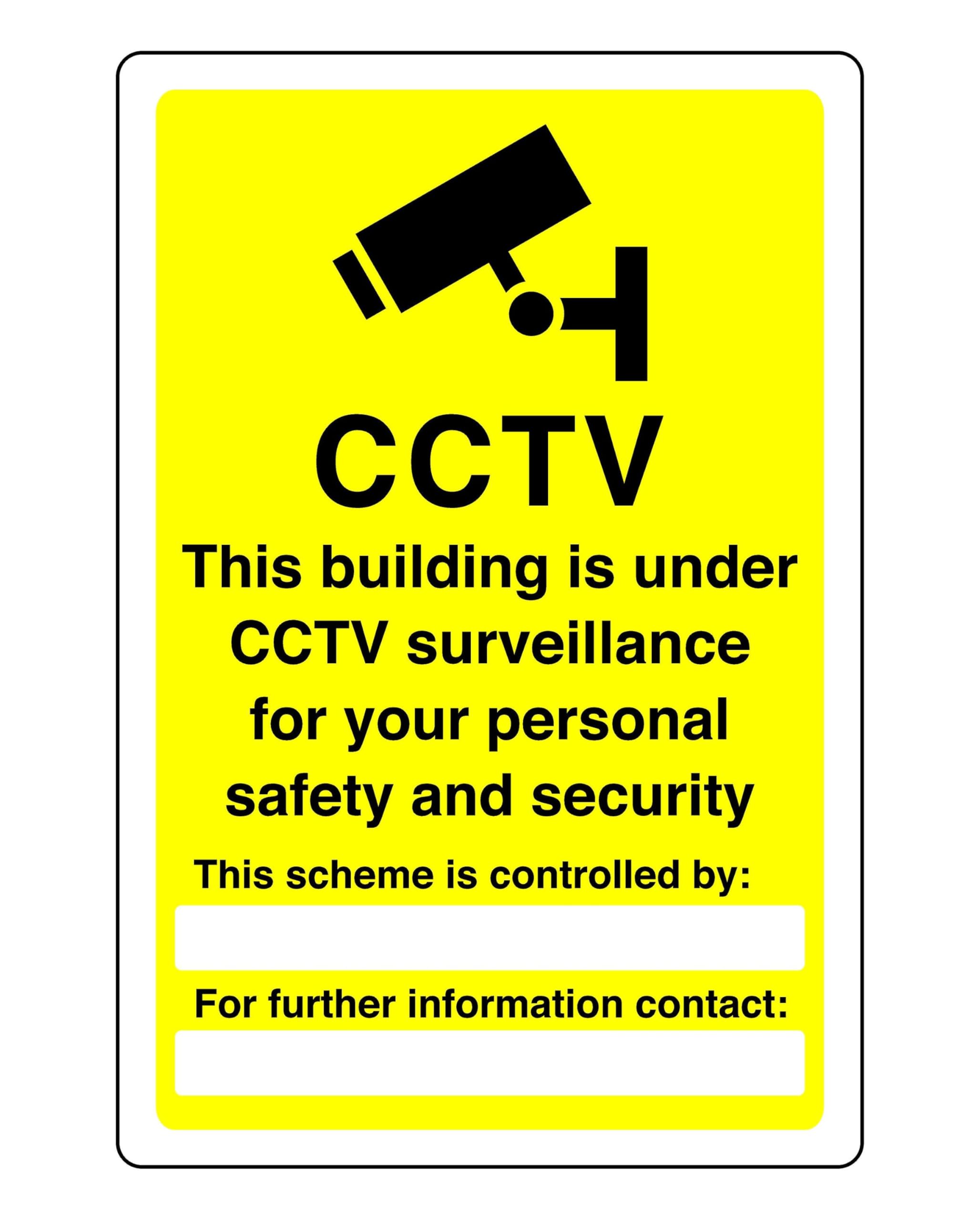 Safety First Display Ltd Yellow/Black Cctv This Building In Under Cctv Surveillance Sign - 1.2Mm Rigid Plastic For Indoor/Outdoor Usage (300Mm X 200Mm) Viewing Distance Within 7M.