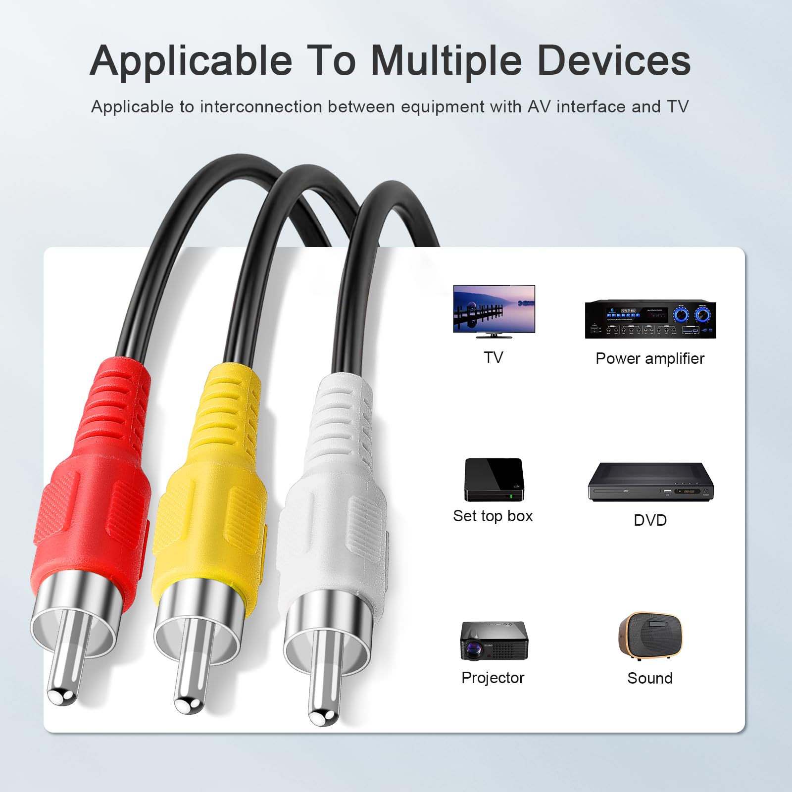 3 kabel RCA audio wideo kompozytowy męski na męski kabel DVD (15 stóp)