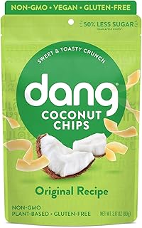 Dang Toasted Coconut Chips | Original | 1 Pack | Vegan, Gluten Free, Non GMO, Healthy Snacks Made with Whole Foods | 3.17 Oz Resealable Bag
