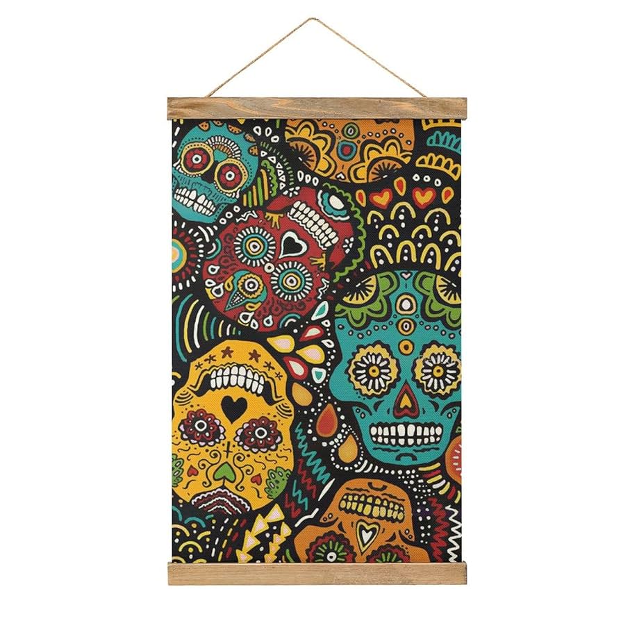 Amazon.co.jp: 帆布の絵 メキシコ 頭蓋骨 スカル ポスター
