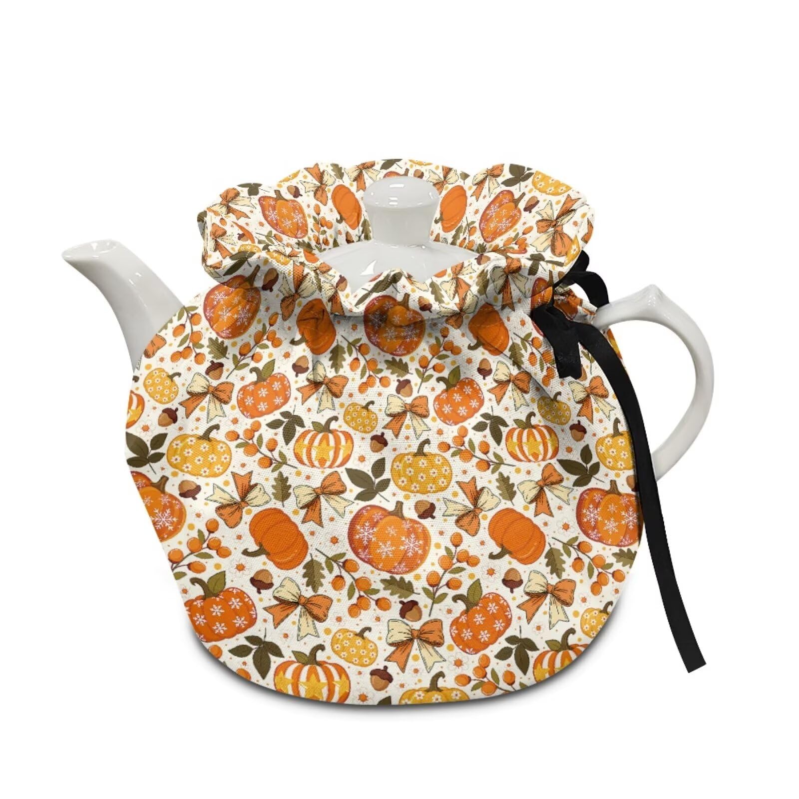 Fall Teapot Dust Cover Bow Print Tea Cosy for Teapots Keep Warm Insulated Tea Kettle Dust Cover for Party Home Decoration