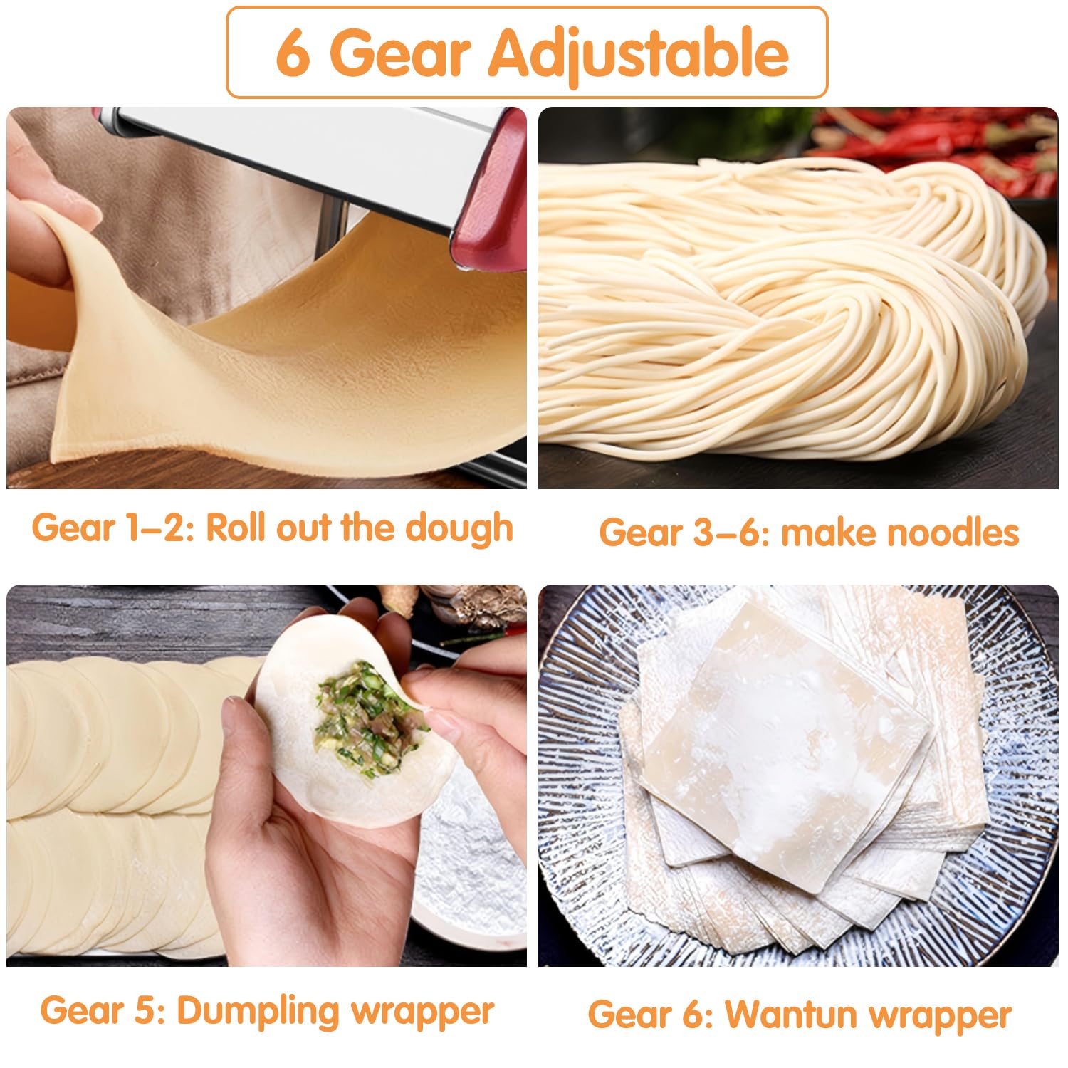 Machine à Pâtes Robuste, en Acier Inoxydable, 6 Réglages D'épaisseur Réglables, Machine à Nouilles pour Spaghetti, Fettuccini, Lasagne Ou Emballage de Boulettes (Rouge)