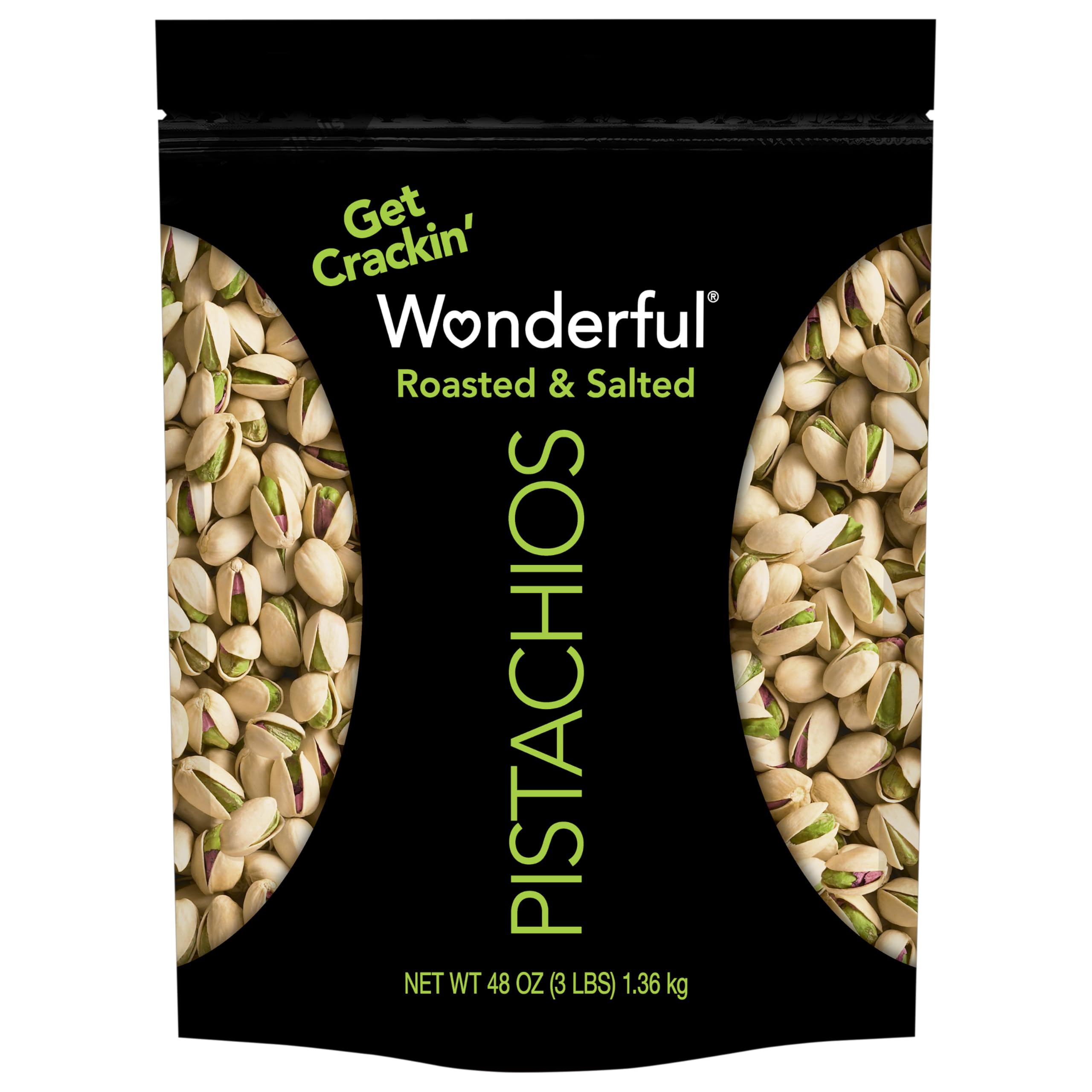 Wonderful Pistachios Resealable Bag, Roasted & Salted, 48 Oz