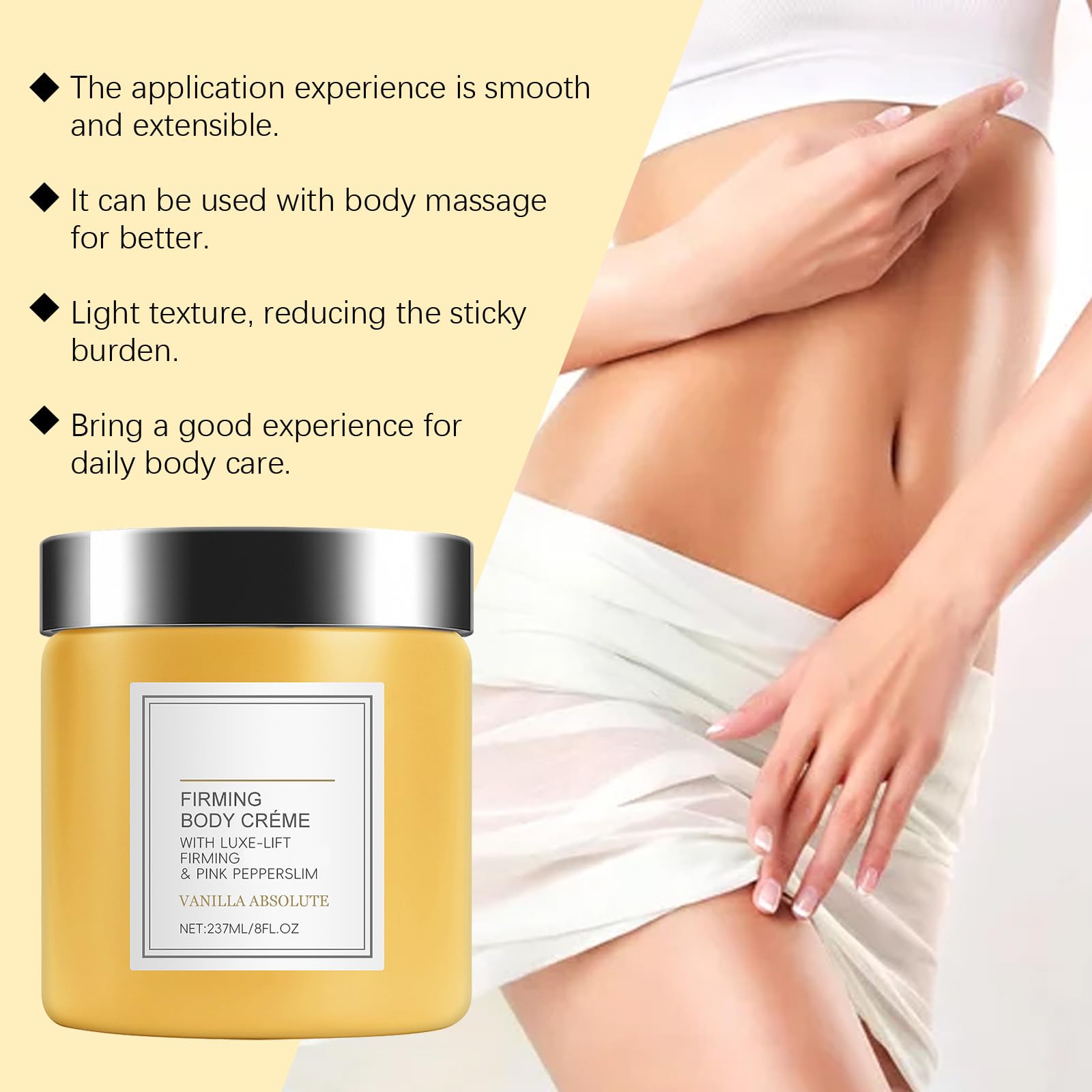 Straffende Und Straffende Körpercreme, Vanille-Körperlotion Mit Luxuriösem Straffungskomplex Und Rosa Pfefferextrakt, Pflegt Trockene Haut Und Sorgt Für Sichtbar Straffere Haut (4pcs)