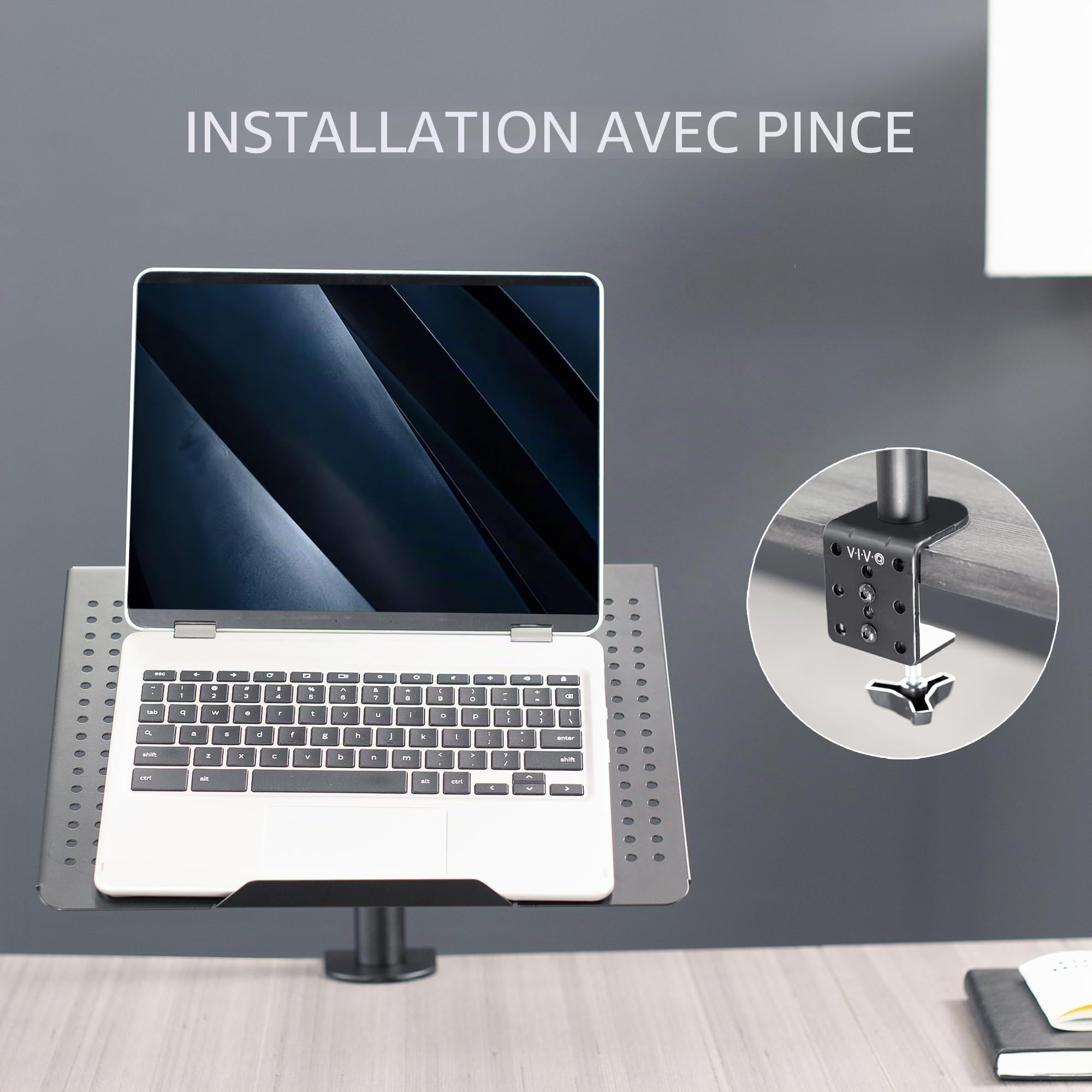 Vivo Support de Bureau pour Ordinateur Portable – Extension entièrement réglable avec Pince en C (STAND-V001L)