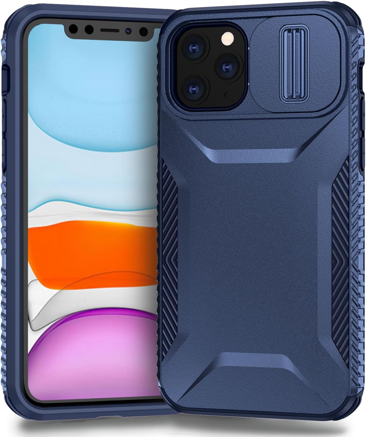 Case for iPhone 11 Pro Case with Slide Camera Cover, Military Grade Non-Slip Heavy Duty Rugged Shockproof Protective Phone Cover for iPhone 11 Pro Blue
