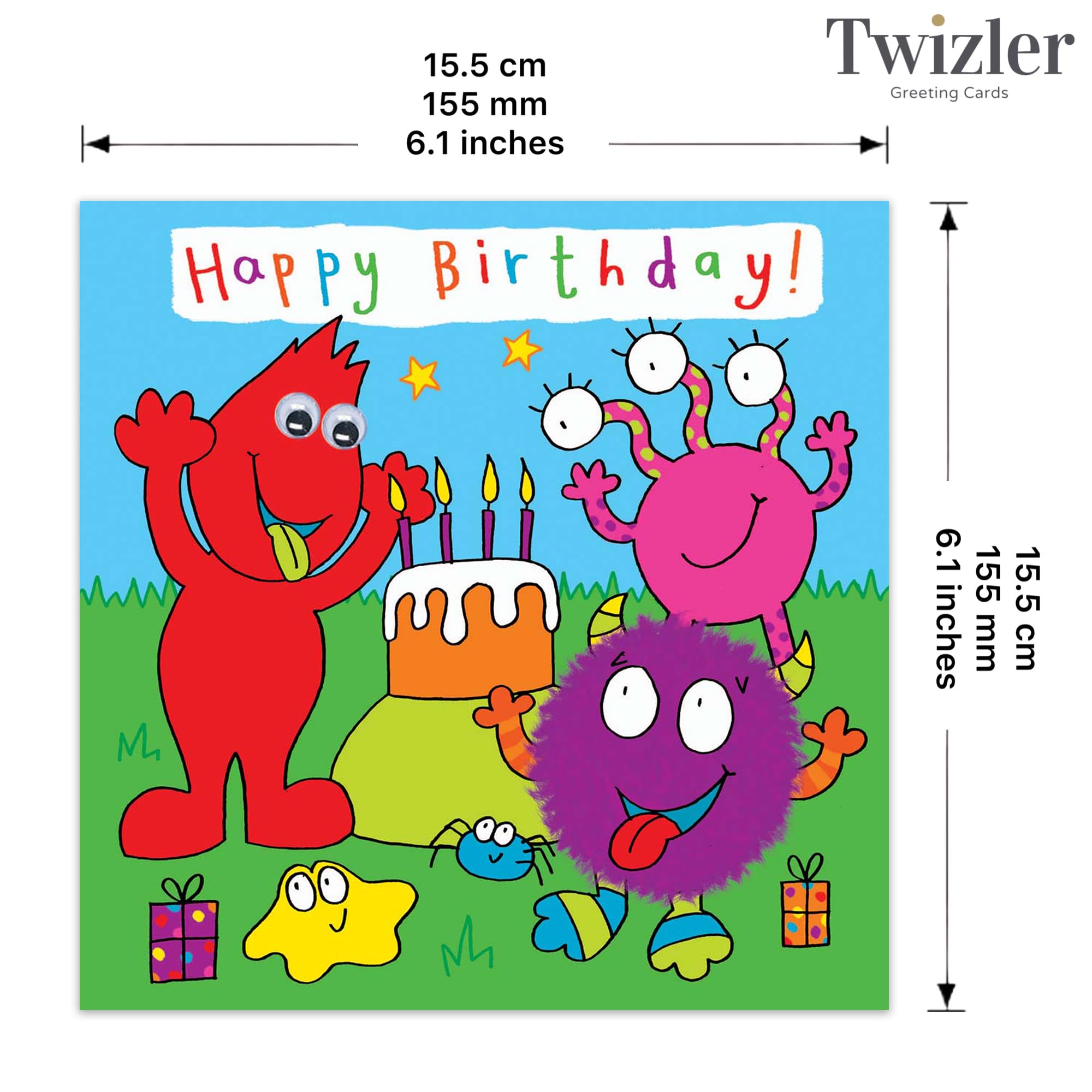 Twizler Biglietto Auguri 6° Compleanno Bambino O Bambina - Cartolina Con Ricci E Scherzo "Ouch!", Prodotto Nel Regno Unito