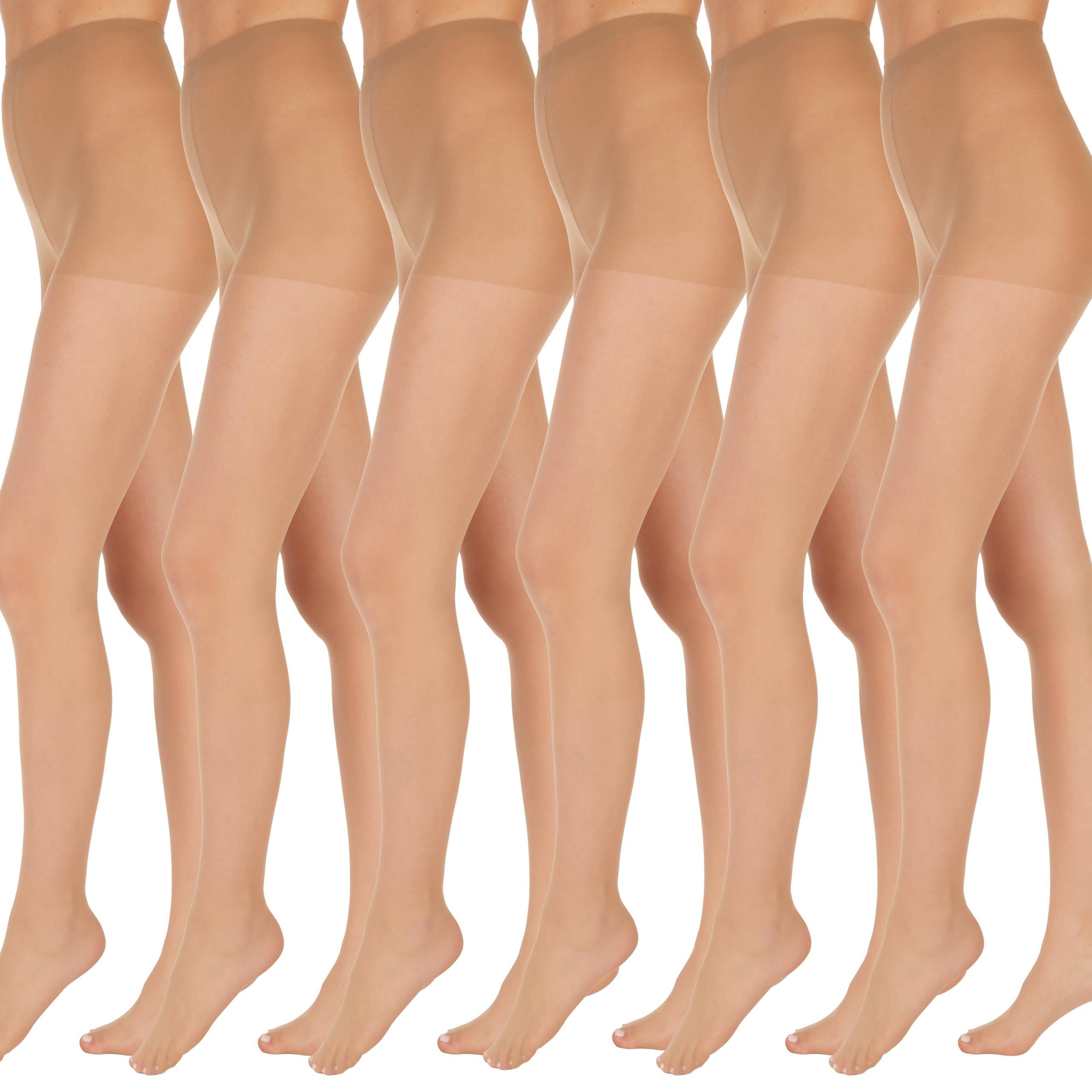 L'eggs Women's Everyday Control Top Sheer Toe Pantyhose, 20 den, Nude, B (Pack of 6)