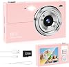 Digital Camera - 68MP Autofocus with 2.8 LCD Screen 16X Digital Zoom Anti-Shake Photography Vlogging Compact Photo Camera with 32gb SD Card for Kids Students Beginners Teens (All Pink)
