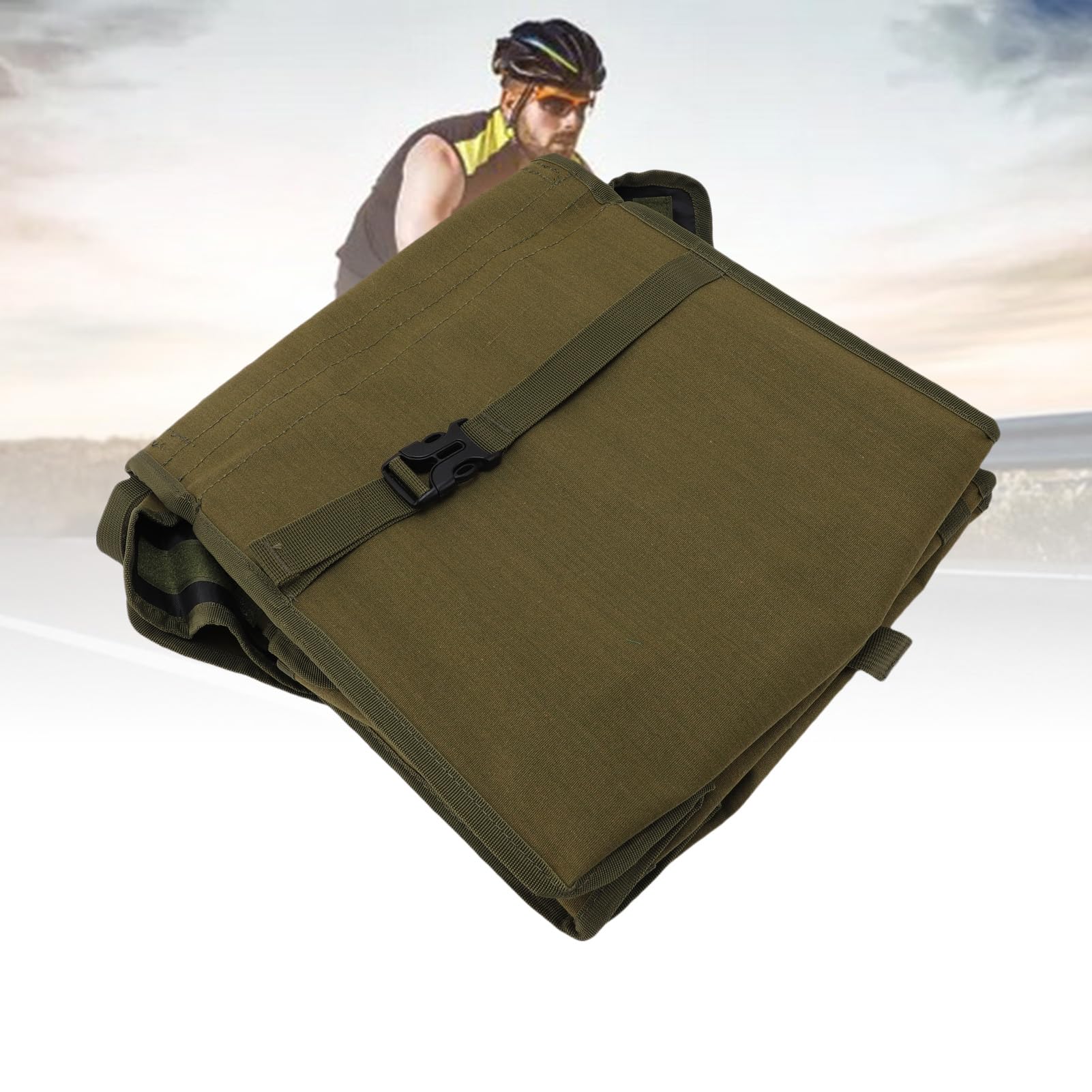 Borsa Doppia per Sedile Bici, Borsa Portaoggetti Posteriore per Portapacchi Posteriore in Tela Impermeabile di Grande capacità, da Sella per Ciclismo con di Cinghie di Sicurezza per Viaggi