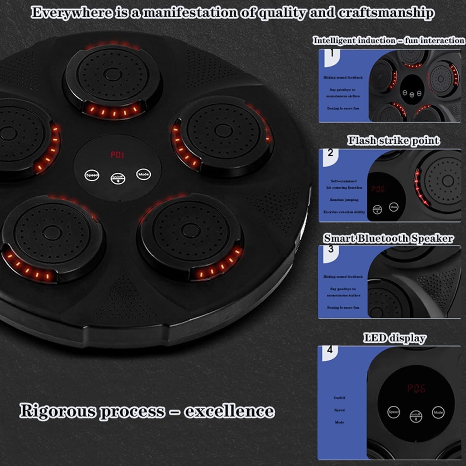 Macchina Per Boxe Intelligente Ejoyous – 14 Modalità E 16 Velocità, Sincronizzazione Musicale, Montaggio A Parete, Per Allenamento Casa