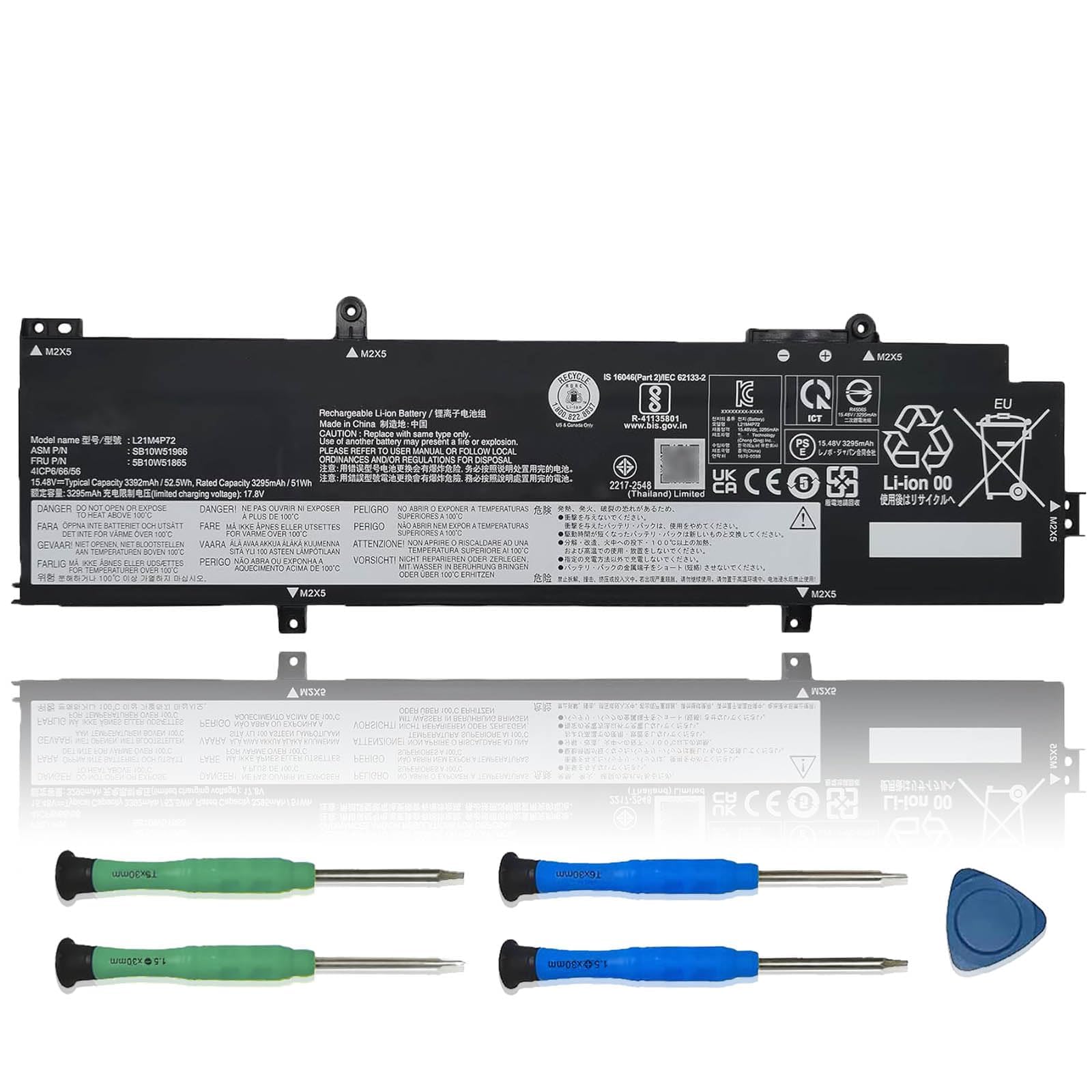 L21M4P72 L21D4P71 Laptop Battery Replacement for Lenovo ThinkPad T14 Gen 3 / P14s Gen 3 / ThinkPad T14 Gen 4 / P14s Gen 4 Series L21M4P71 L21L4P71 L21C4P71 L21M3P71 L21C3P71 15.48V 52.5Wh