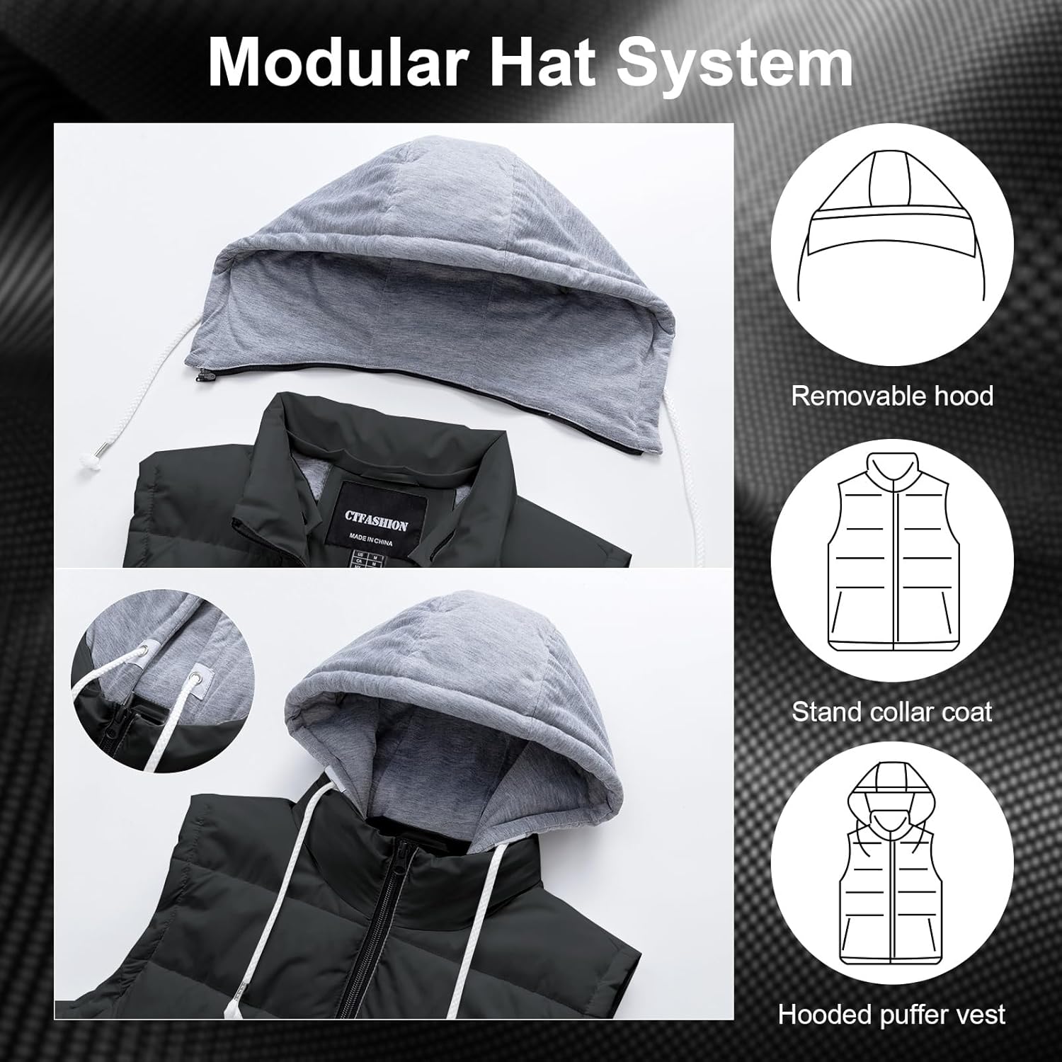 Women's Puffer Vest Winter Sleeveless Jacket Insulated Quilted Waistcoat Outerwear Gilet with Removable hood - Image 7