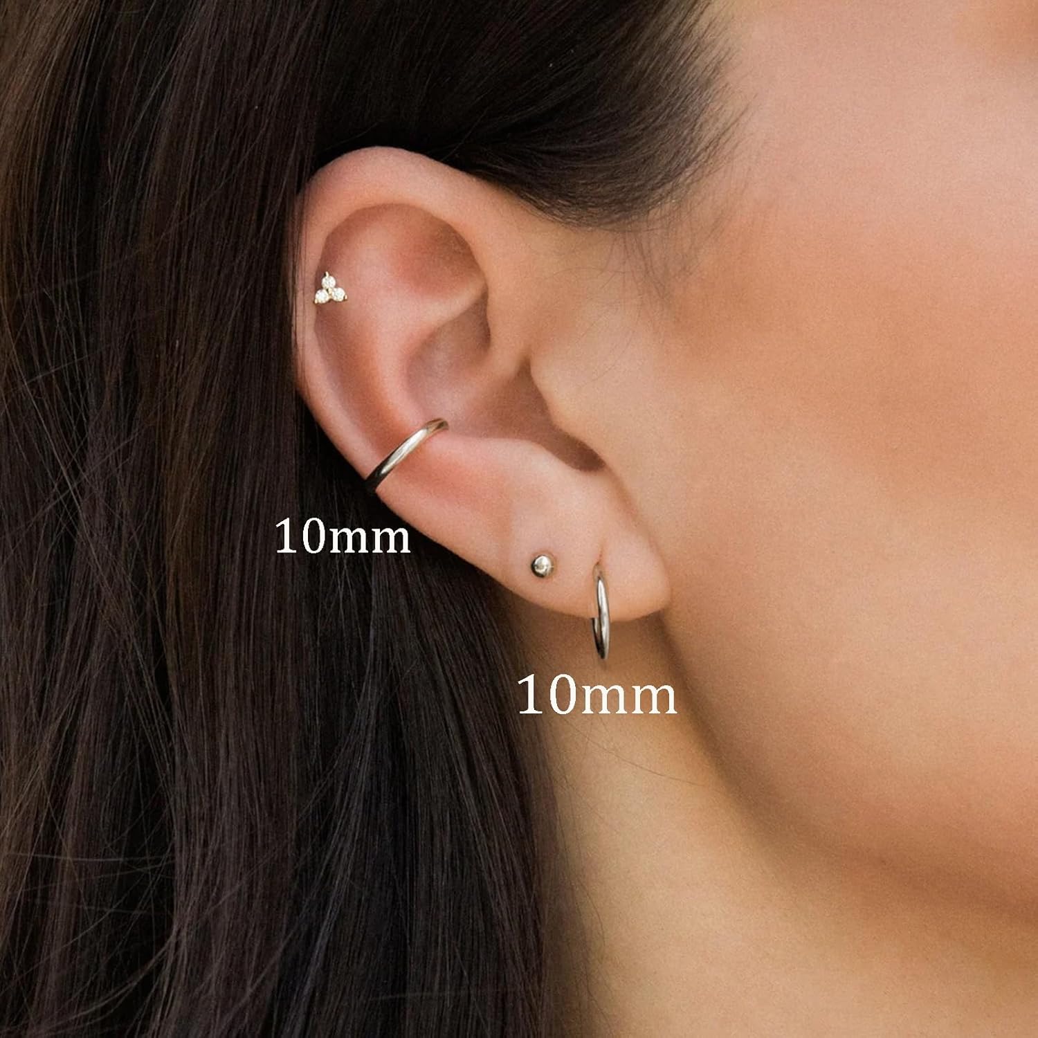 Small Gold Hoop Earrings, Lightweight 14K Gold Plated Huggie Hoop Earrings for Cartilage Helix Tragus, Hypoallergenic Earrings for Women Men, Tiny Thin Hoops Surgical Steel Endless Hoops Earrings 6-10 mm - Image 3