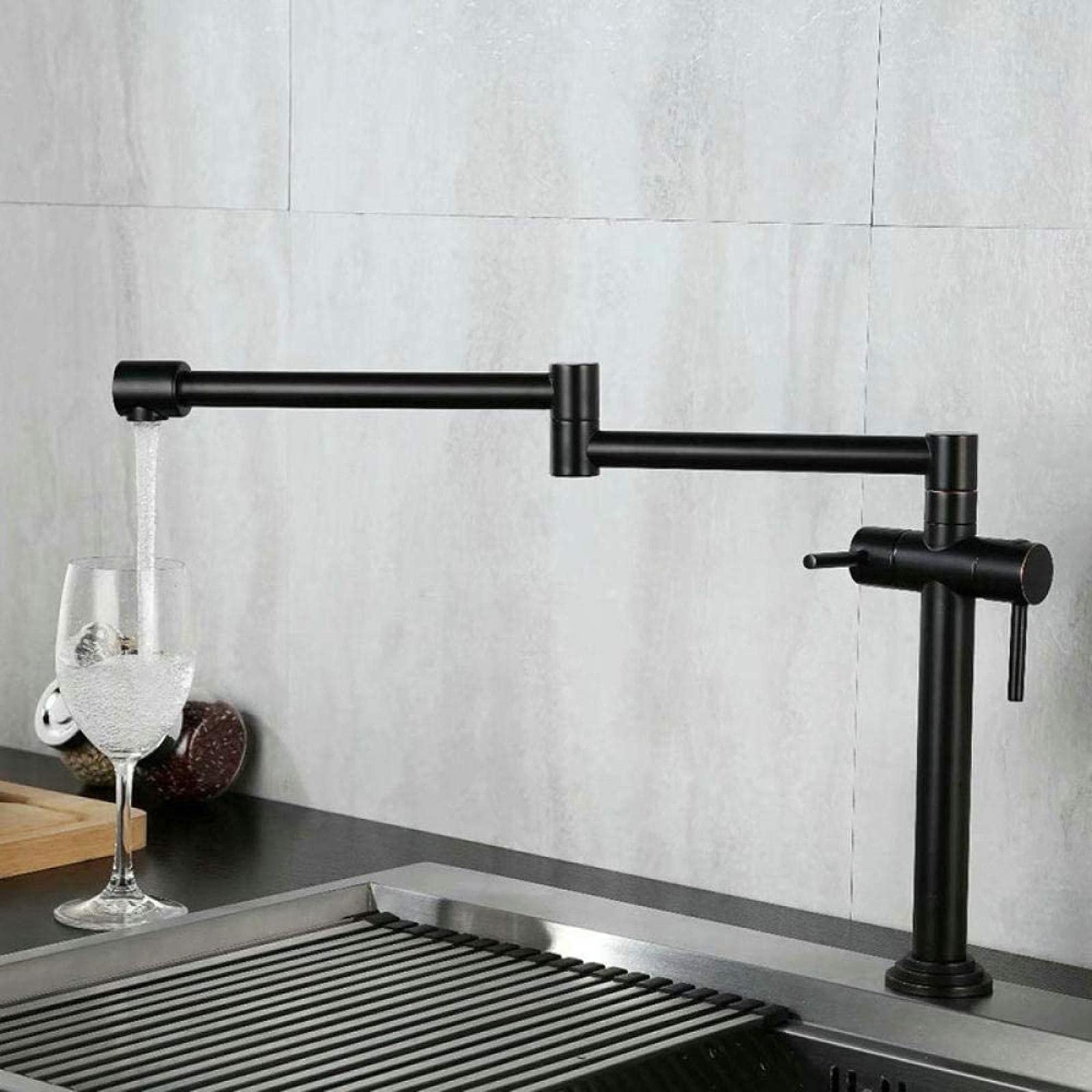 Küchenarmatur Massives Messing Schwenkkran Küchendeck montiert Faltbare Spüle Wasserhahn Mixer Nickel gebürstet/Schwarz/Chrom/Gold/ORB-ORB