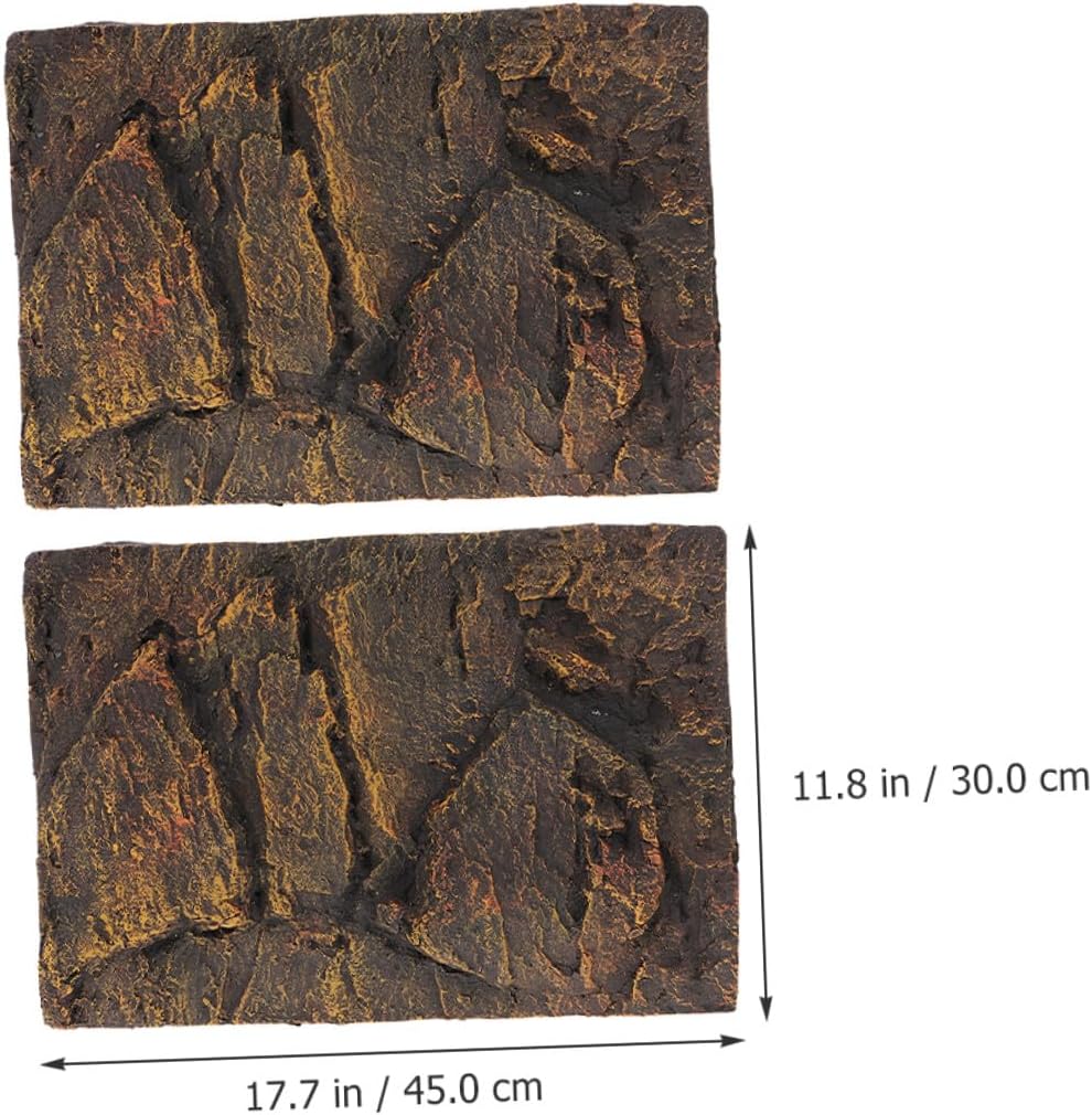 2pcs Reptile Tank Background Board PU Material Lightweight Decorative Aquarium Backdrop for Turtle Lizard and Terrarium Use Natural Rock Effect