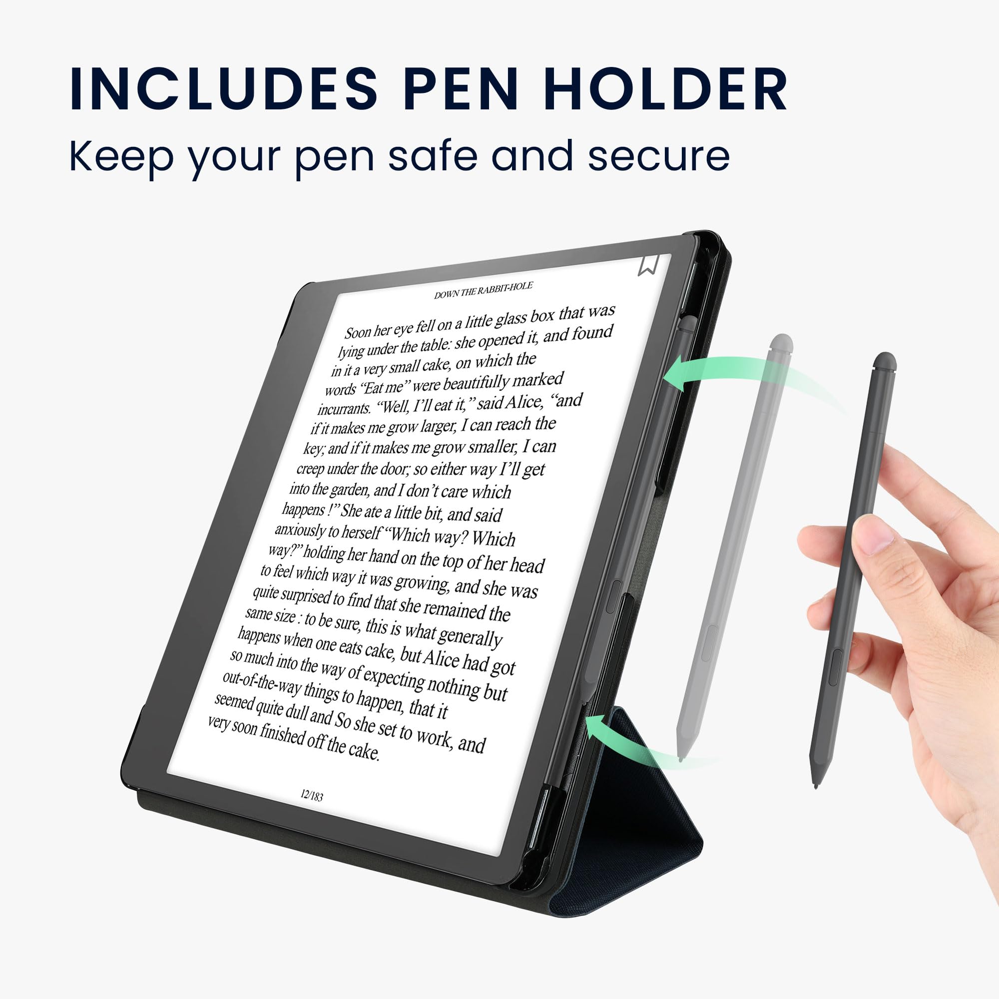 kwmobile Etui ochronne do czytnika e-booków kompatybilne z Amazon Kindle Scribe (2022/2024) - etui ze sztucznej skóry do czytnika e-booków z podwójnym stojakiem i uchwytem na długopis w kolorze