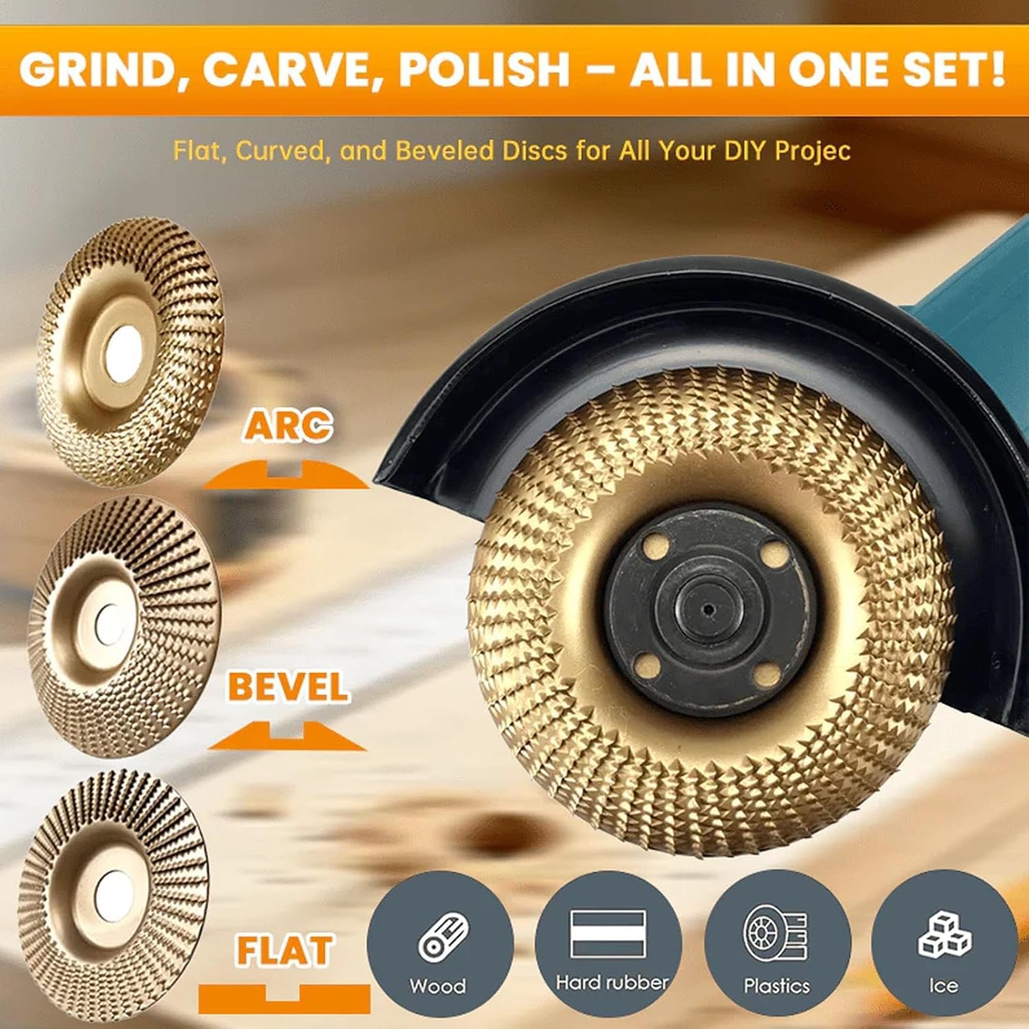Jeu De Disques à Tronçonner en Carbure De Tungstène pour Meuleuses Dangle - Disques Robustes pour Le Travail du Bois (Sculpture Et Polissage) pour Meuleuses De 4 3PCS Flat Surface