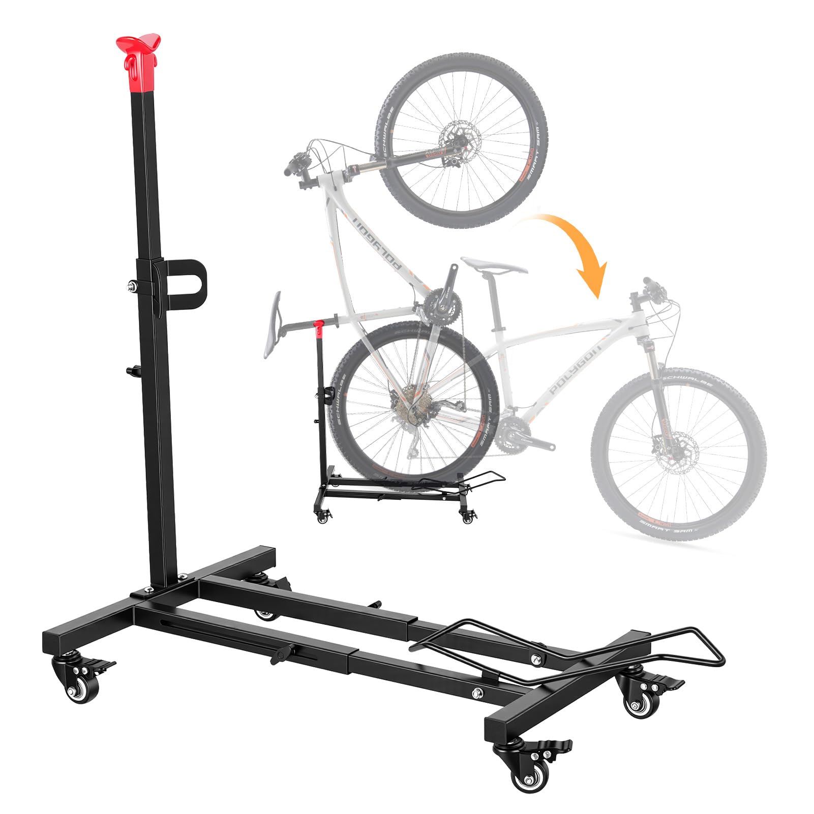 Vertikaler Fahrradständer, Freistehender Indoor-Fahrradständer Aufrechter Fahrradbodenständer mit einstellbarer Höhe für Garage & Wohnung - für Mountainbikes 26"-27"，650c–700c Rennrad