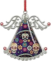 Vista 14 de XUTAI Ángel de árbol de Navidad con flor de cerezo colgante de vidrio, colgante de vidrio de ángel para decoración navideña