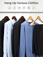 Vista 6 de AMKUFO Perchas de Madera de Hombro Ancho Paquete de 8 Perchas para Abrigos con Barra Antideslizante para Pantalones, Perchas de Traje de Servicio