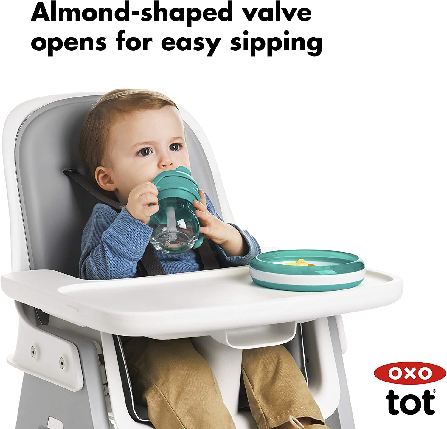 OXO Tot 6 Ounce Transitions Straw Cup with Removable Handles - Teal image 8 of 10 B079KCVWKY