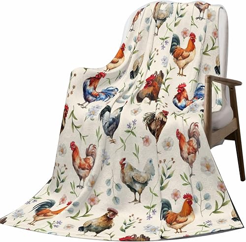 Kuschelige, süße Flanelldecke mit Huhn-Motiv, leichter und weicher Überwurf für 