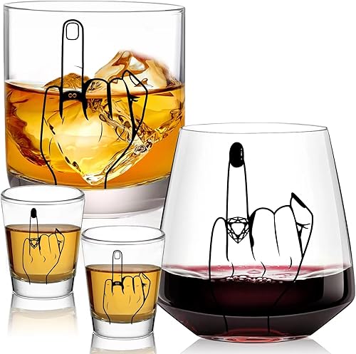 Regalo único de boda para parejas, regalo de despedida de soltera, vasos de chupito para novia y novio, regalo de copa de vino y whisky de 14 onzas