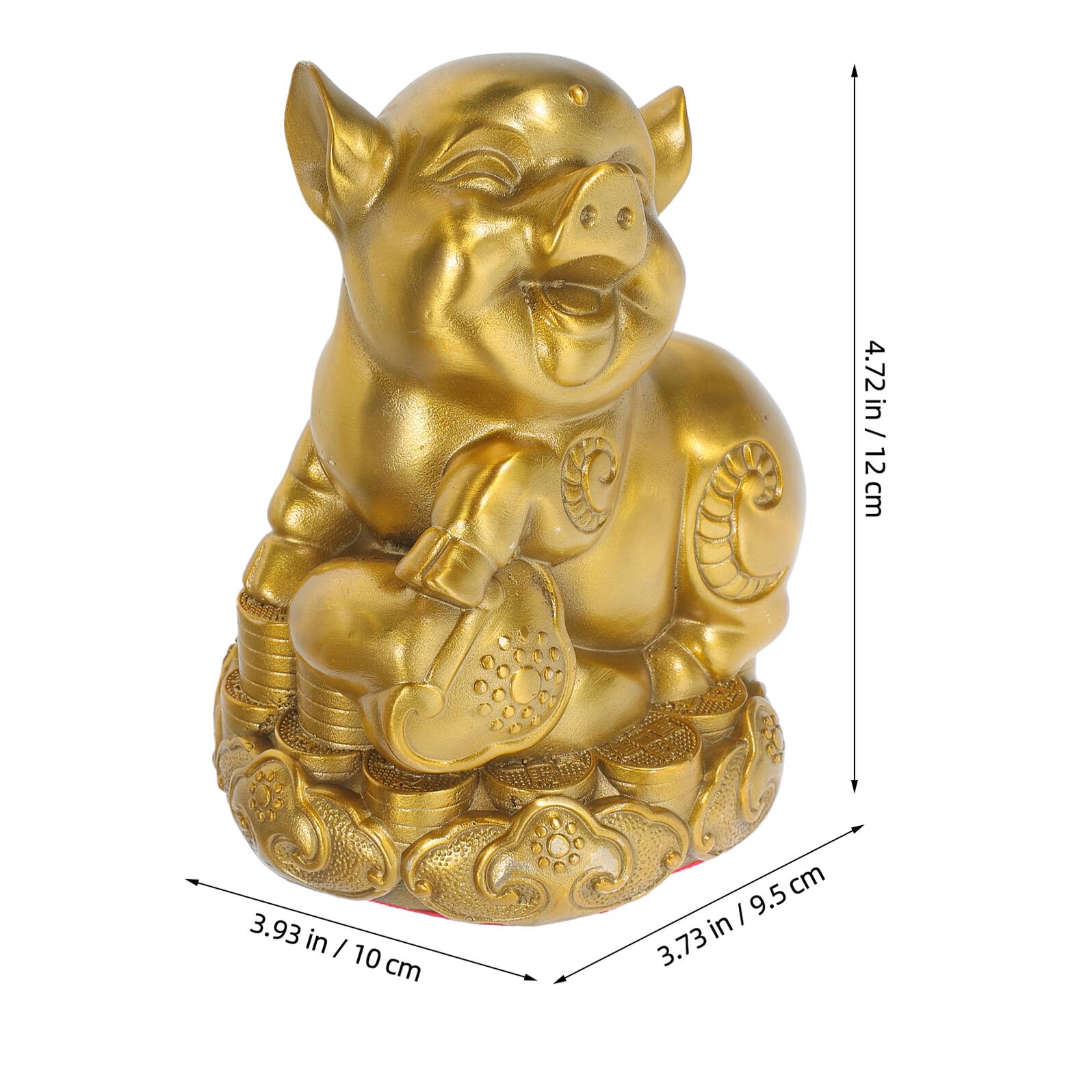 VALICLUD Elegante Chinesische Messing Schwein Skulptur als Glücksbringer und Symbol für Reichtum Goldfarbene Dekoration für Bücherregal und Wohnraum mit Künstlerischem Charme