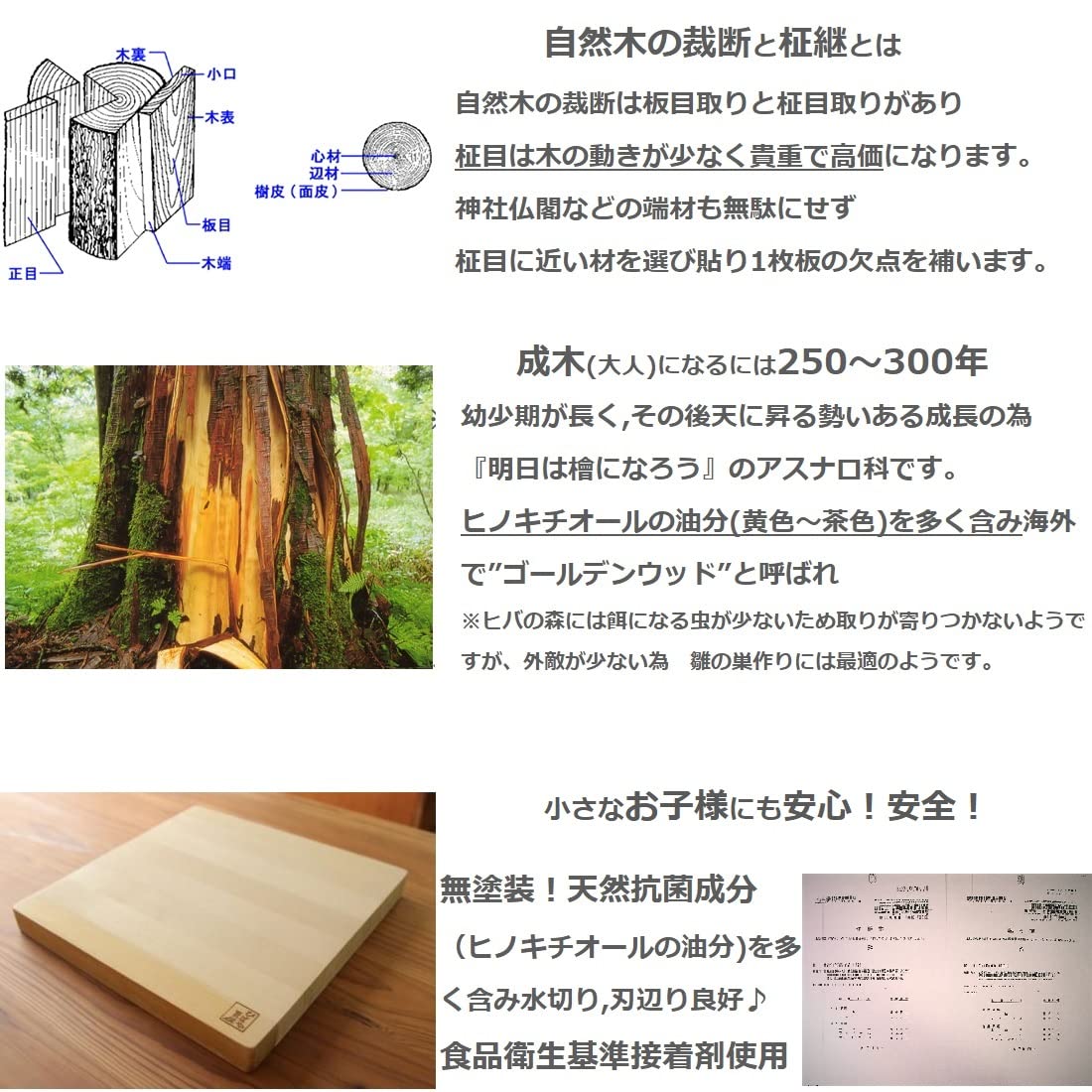 Amazon | 青森ヒバ まな板 [30×30×厚さ3cm継ぎ] | 株式会社ナチュラル
