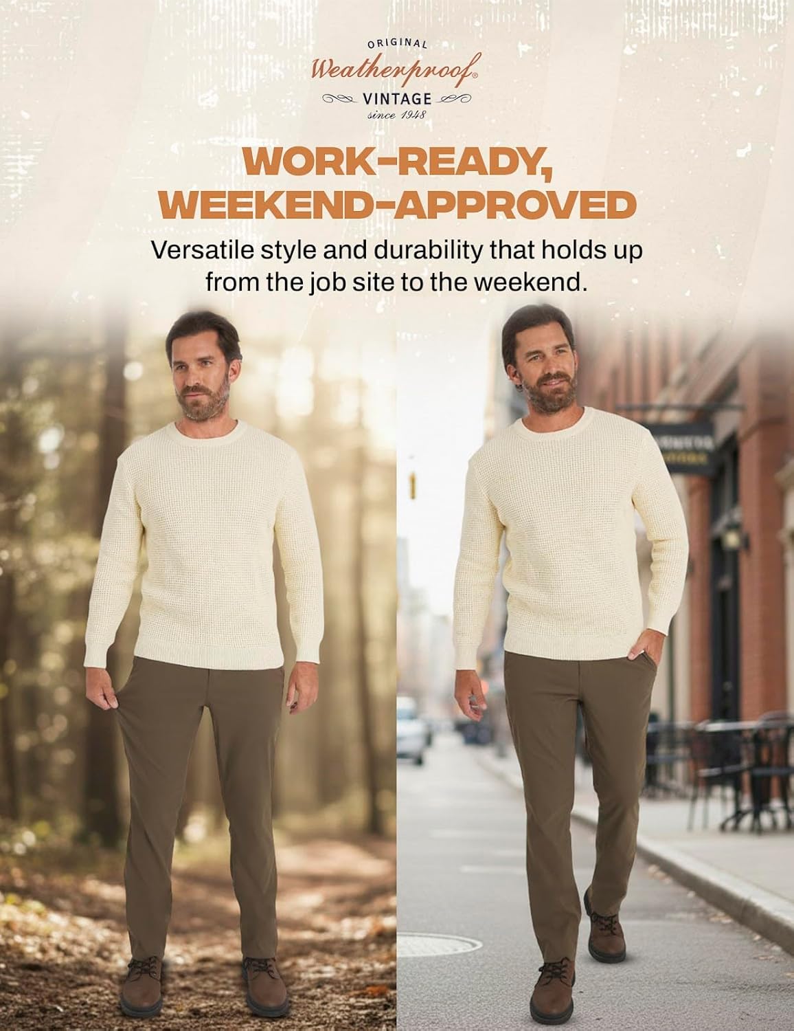 Weatherproof Vintage Mens Casual Pants - Regular Fit Ultra Stretch Flat Front Chinos | Lightweight Work & Travel Pants - Image 10