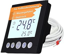 Digitales Unterputzthermostat Thermostat schwarz 8cm Bildschirmdiagonale für Antriebssteuerung elektrische oder wassergeführte Heizungen