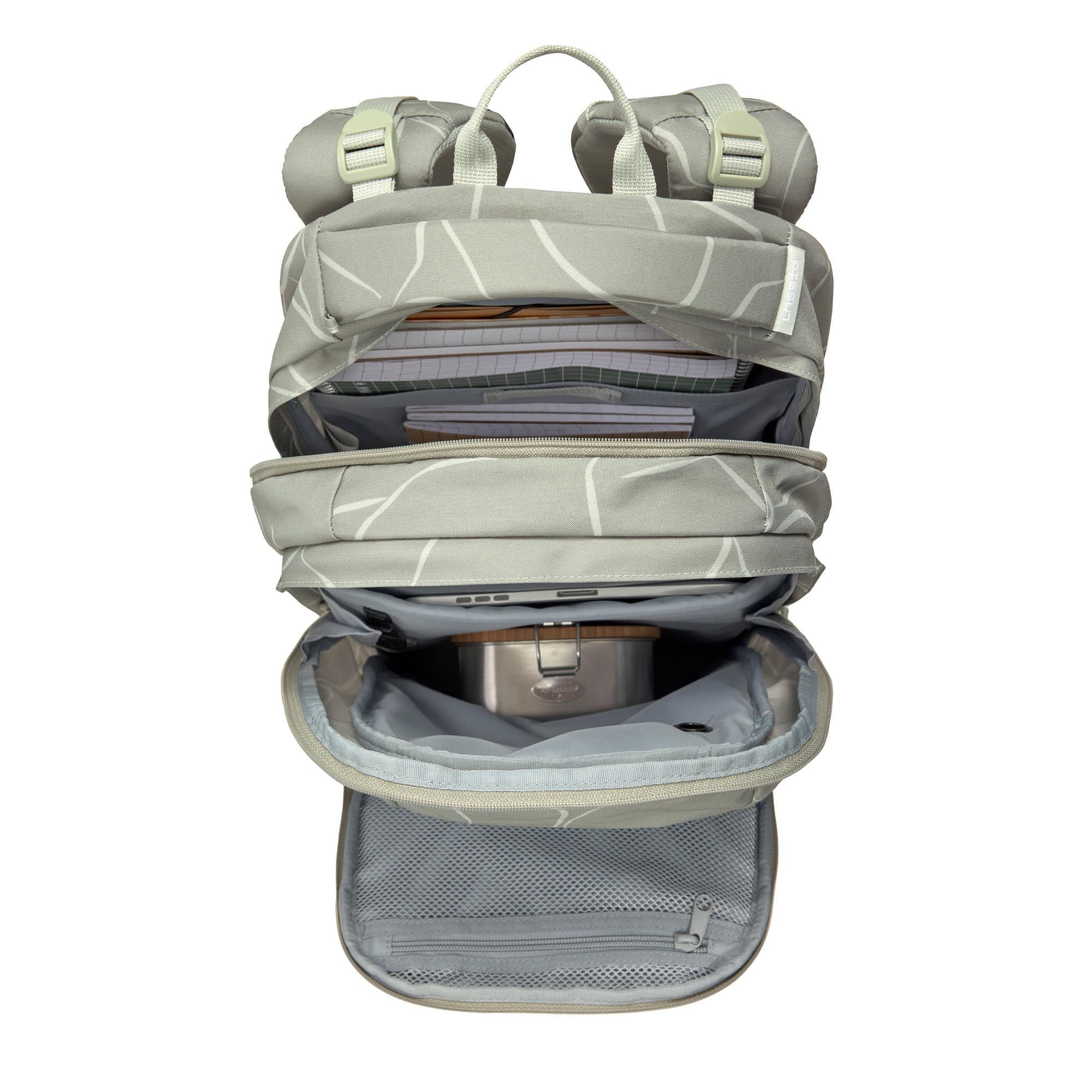 BOLD Lässig Ergonomischer Schulrucksack 30L Curve Sage | Schulranzen für Teenager, mit höhenverstellbarem Rückensystem, Brustgurt und Hüftgurt, wasserabweisend
