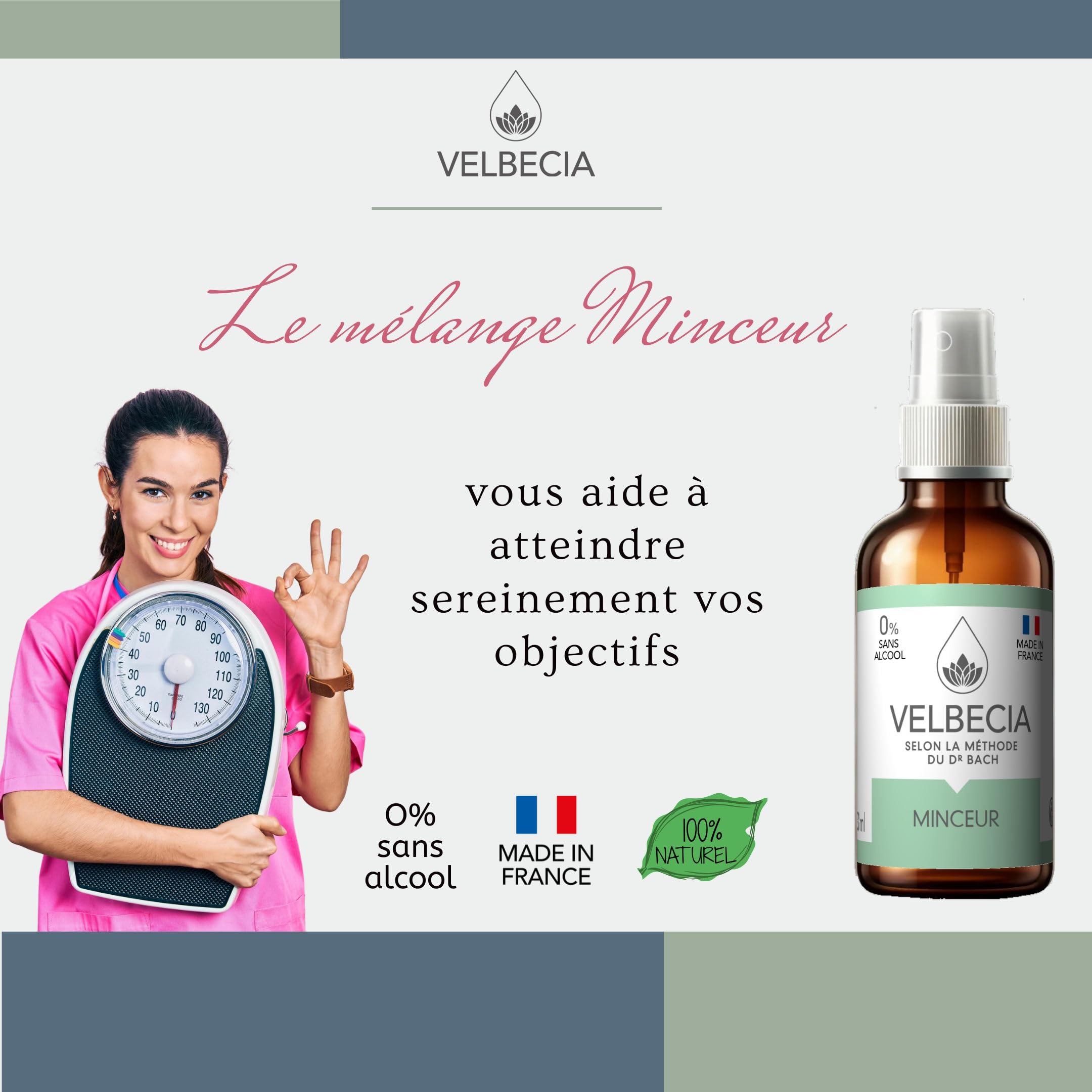 Velbecia® - Elixirs floraux Minceur - Perte de poids 30 ml +1 OFFERT - SANS ALCOOL - Selon la méthode originale du Dr Bach - Pour éviter le grignotage, rester motivée, pour éviter la tentation