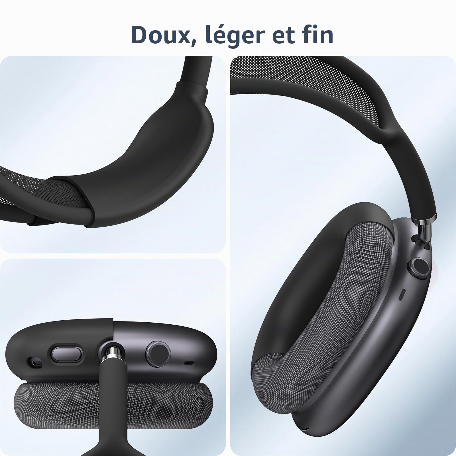 FINTIE Étui Silicone Souple pour AirPods Max 2 2026 et AirPods Max, Noir