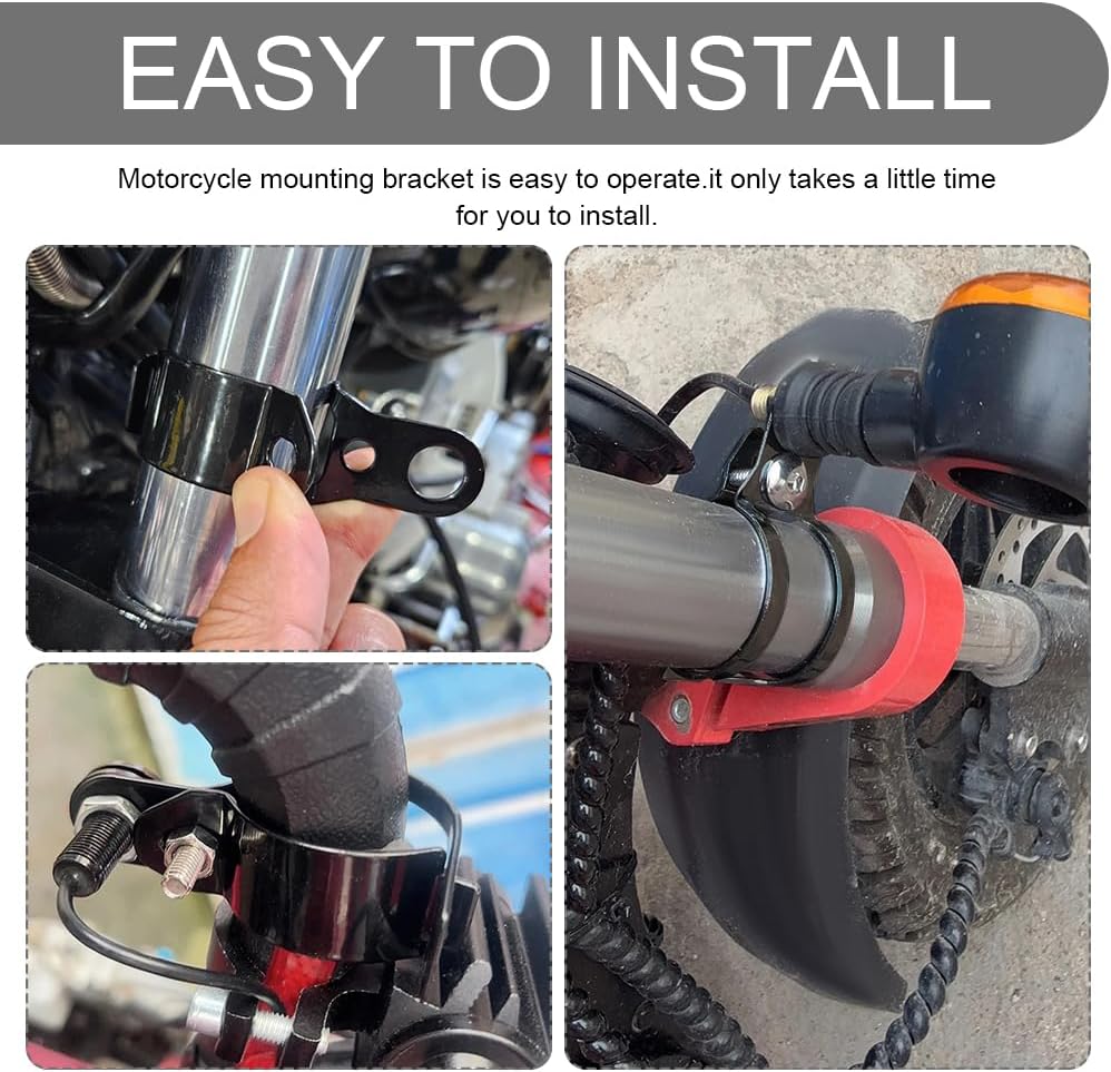 2 Pairs Motorcycle Turn Signal Mount Brackets, Fork Brackets, 30-45mm Metal Fork Relocation Clamp, Motorcycle Turn Indicator Light Bulb Lamp Mounting Clamp for Motorbike ATV Scooter (Black)