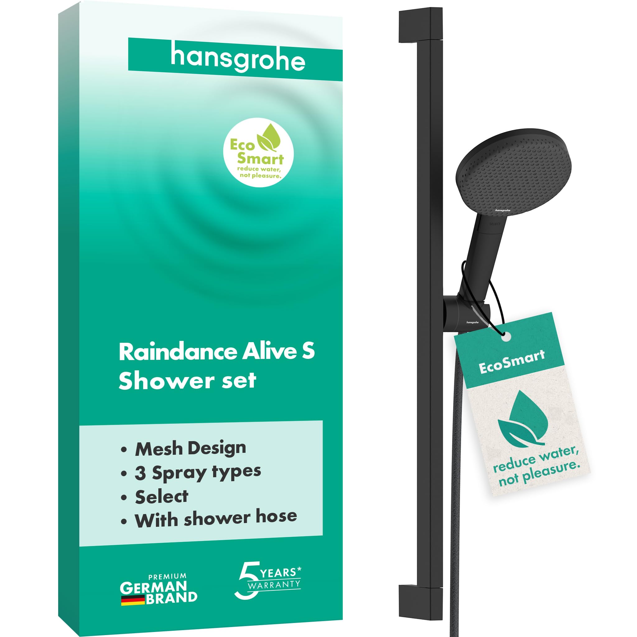 Hansgrohe Raindance Alive Duschset - Duschkopf Mit 3 Strahlarten, Wassersparend