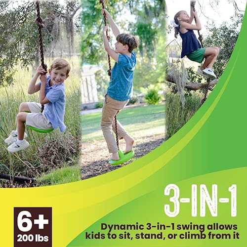 Miniatura 8 de Swurfer Columpio de árbol de discoteca – Juegos de columpios para patio trasero, columpio al aire libre, columpio al aire libre para niños, fácil