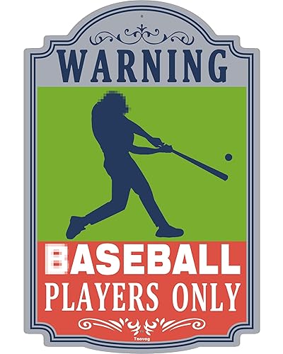 WARNING BASEBALL PLAYERS ONLY Sign, 12 x8 inches Metal Reflective