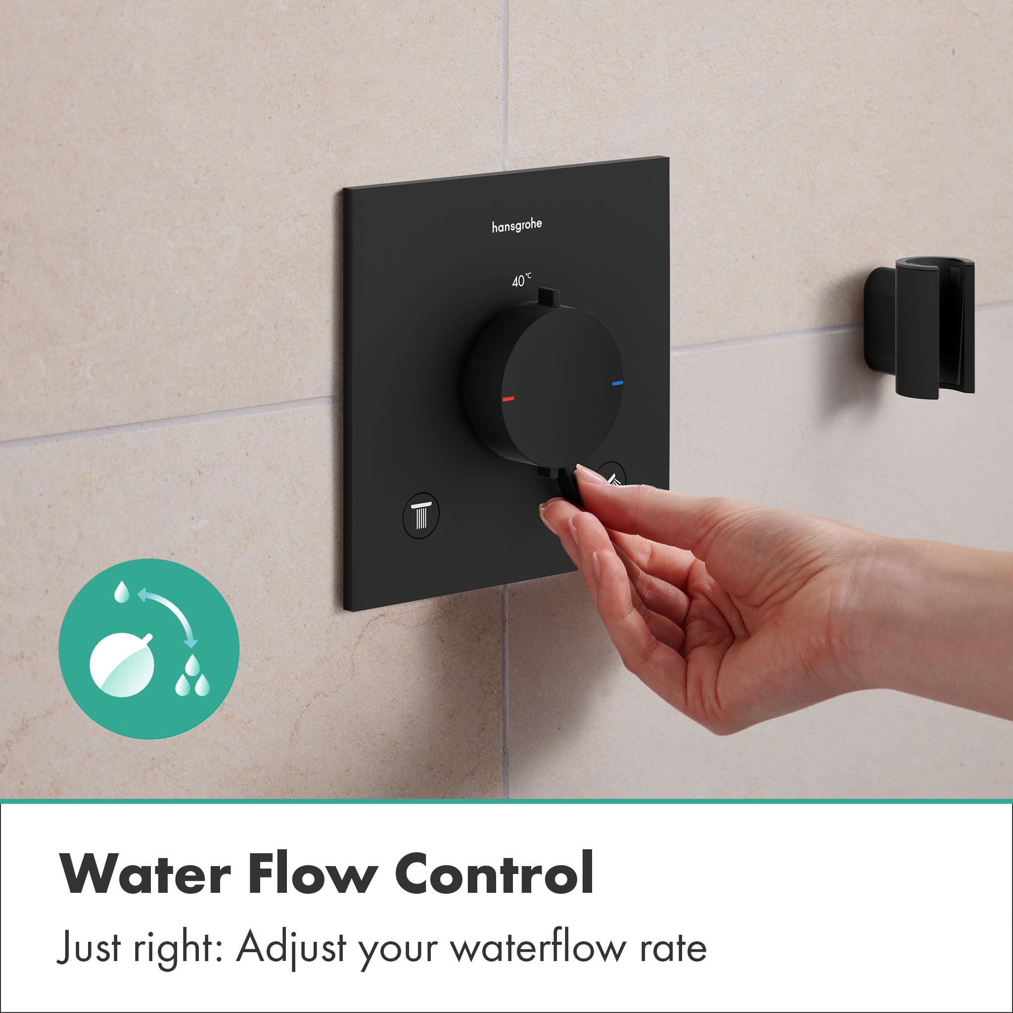 hansgrohe Ecostat Comfort E 33716670 termostat prysznicowy podtynkowy z kombinacją bezpieczników, armatura prysznicowa z blokadą bezpieczeństwa (SafetyStop) w temperaturze 40°C, termostat dla 2