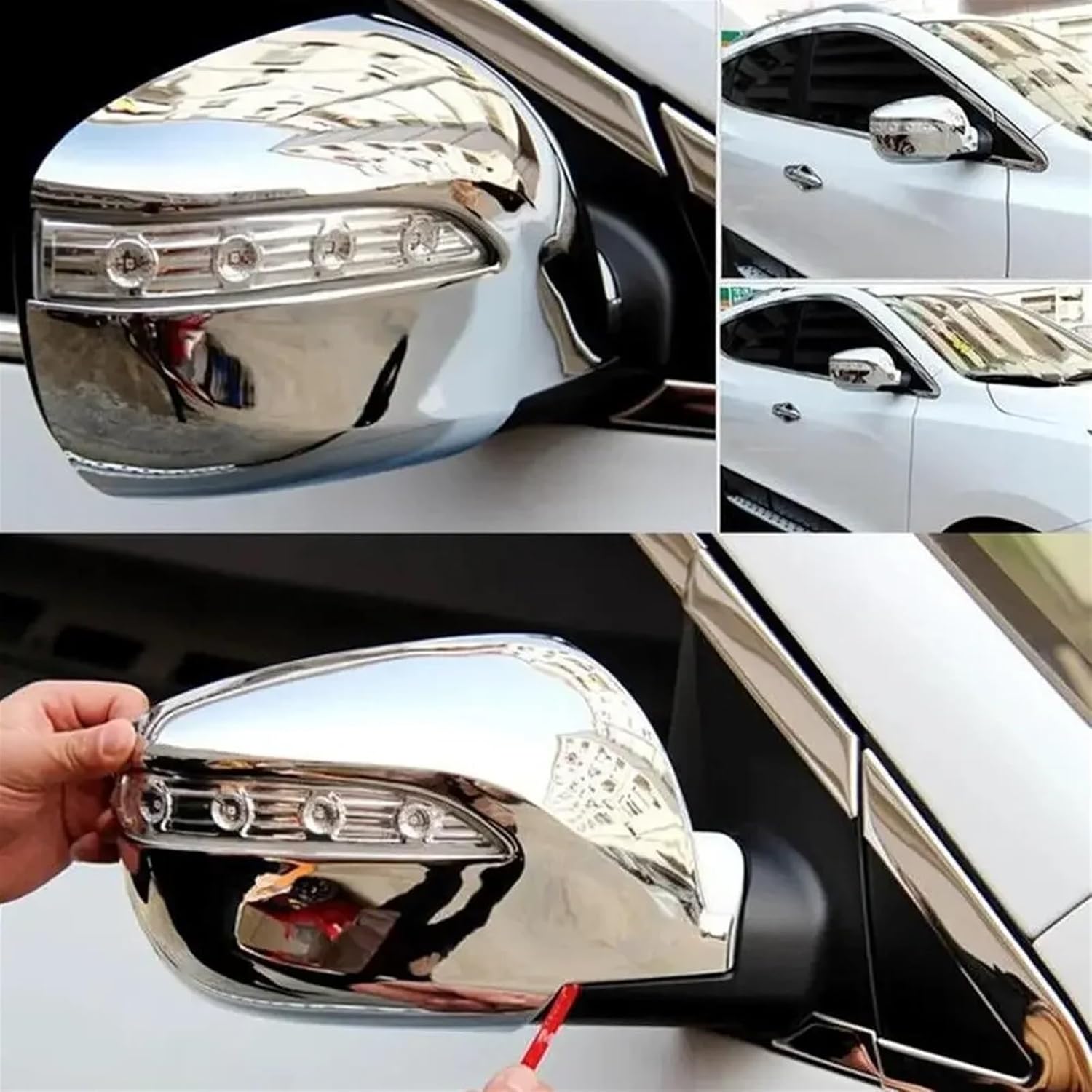 Compatible For Hyundai Tucson IX35 2010-2015 Car Rearview Side Mirror Cover Wing Cap Sticker Exterior Door Rear View Case Trim Chrome Auto