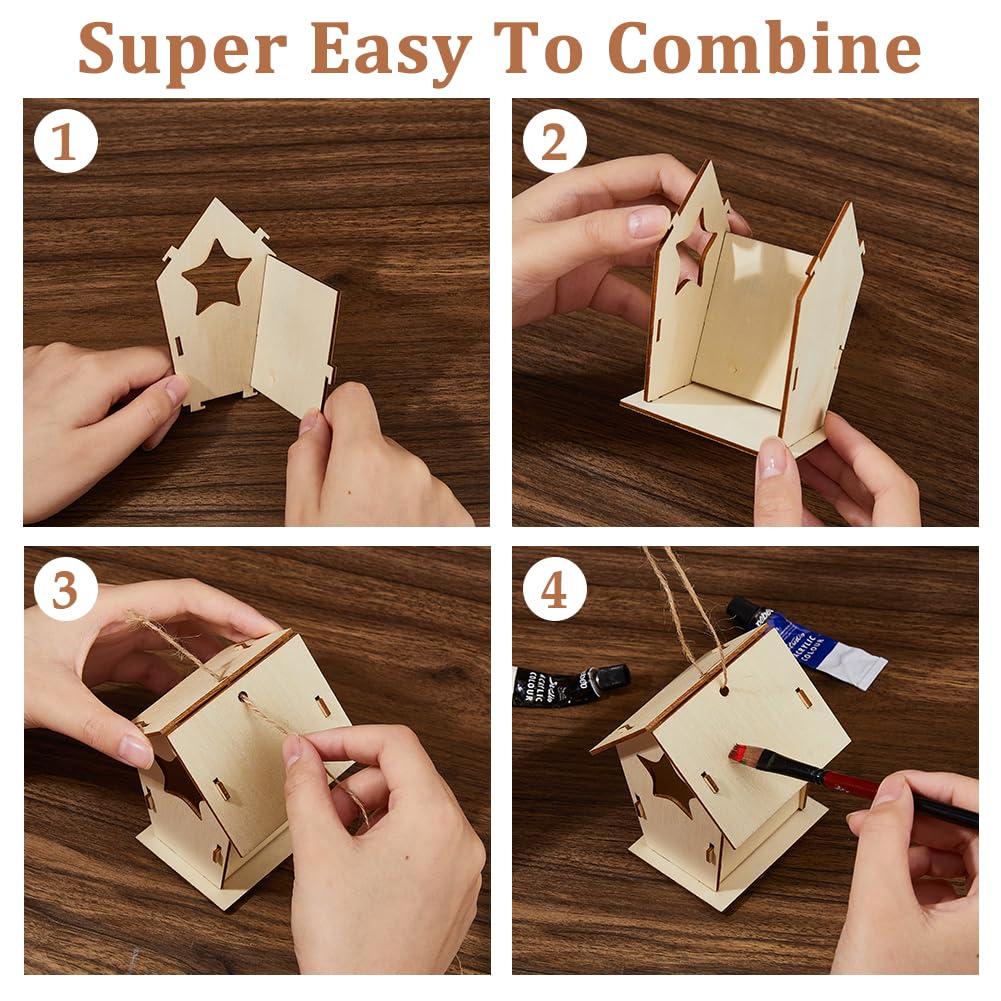 SUPERFINDINGS 24Pcs Kit Maison Pour Oiseaux En Bois Non Fini Pour Bricolage