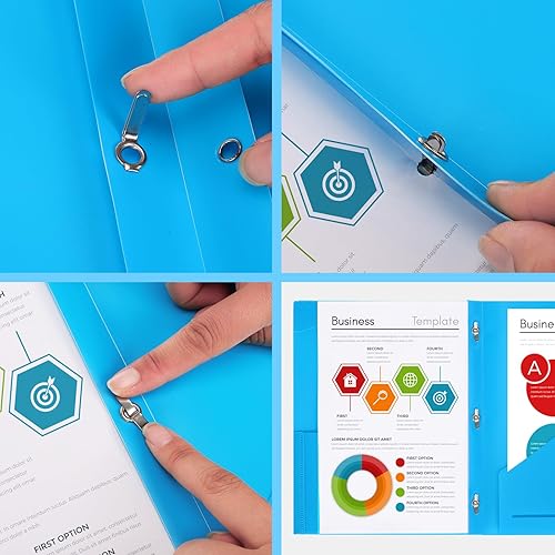 Miniatura 4 de EOOUT Paquete de 20 carpetas de bolsillo con puntas, carpetas de archivos resistentes de 10 colores con bolsillo frontal transparente para papel