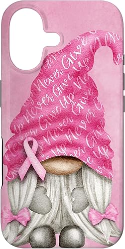 Miniatura 88 de iPhone 15 - Soporte rosa contra el cáncer con gnomo para el caso de concientización sobre el cáncer de mama