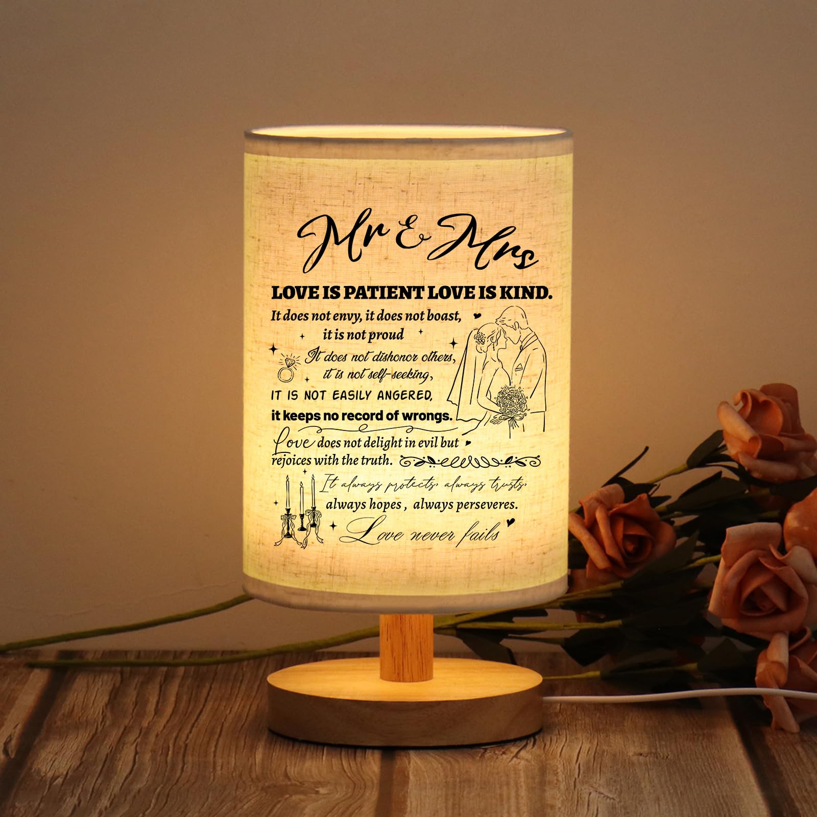 WSYEAR Wedding Gifts for Couples 2025 Table Lamp, Bridal Shower Gifts for Bride to Be, Anniversary Mr and Mrs Gifts, Wedding Gifts for Newlyweds Just Married Gifts Wedding Night Light — image 1