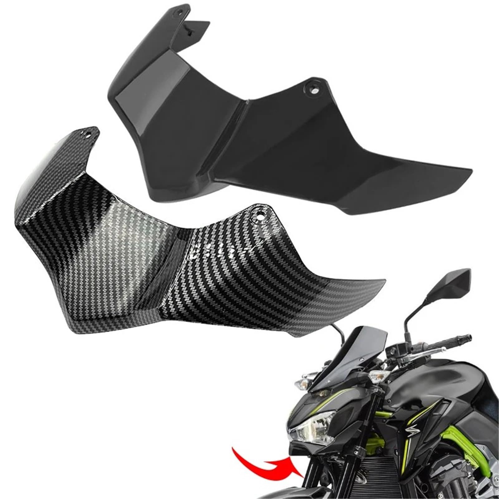Moto Wind Wing Per Kawasaki Z900 2017 2018 2019 Moto ABS Faro Anteriore Cupolino Estensione Alette Aerodinamiche Ala Spoiler Per Moto(Unpainted)